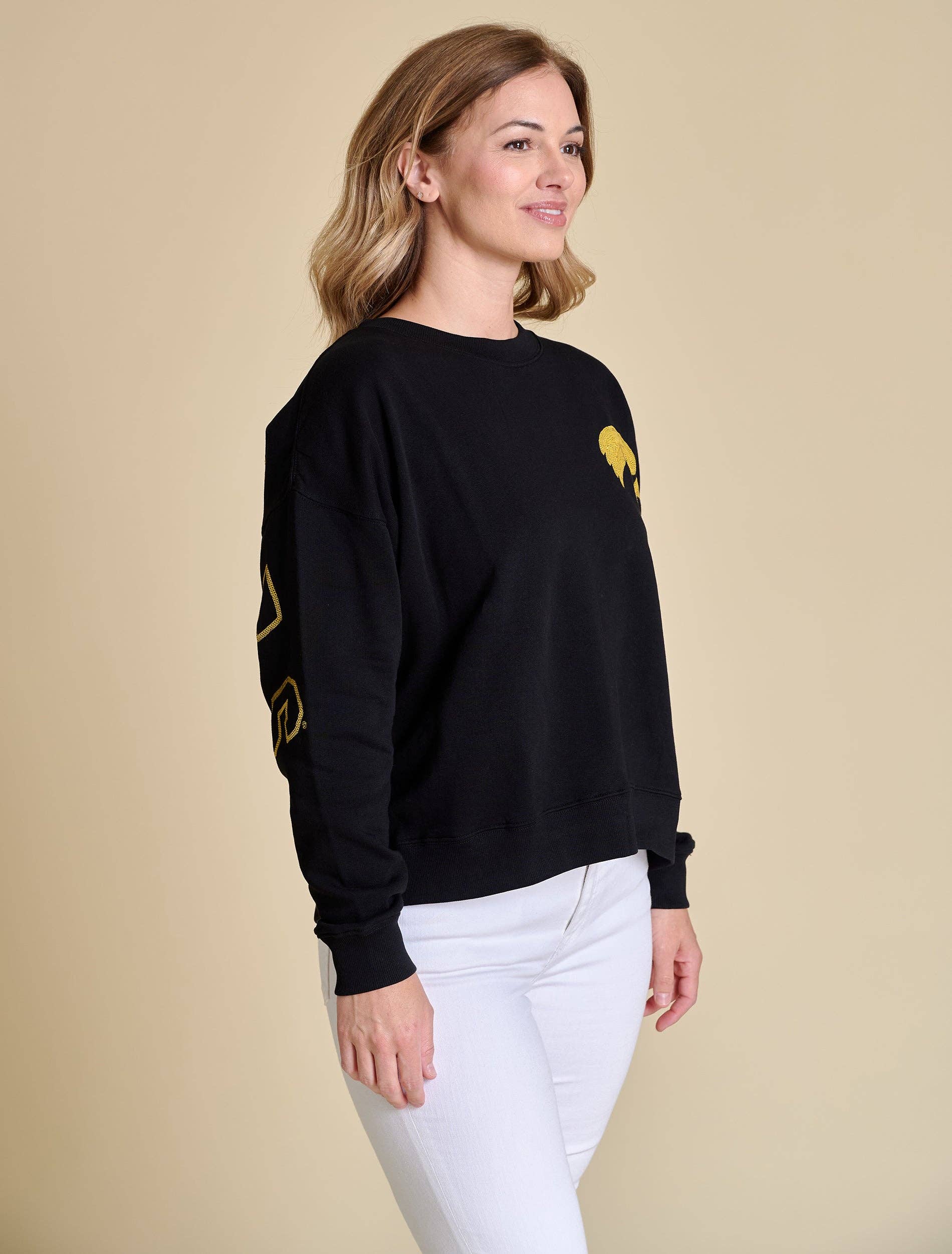 Stewart Simmons Sequin Boxy Iowa Sweatshirt
