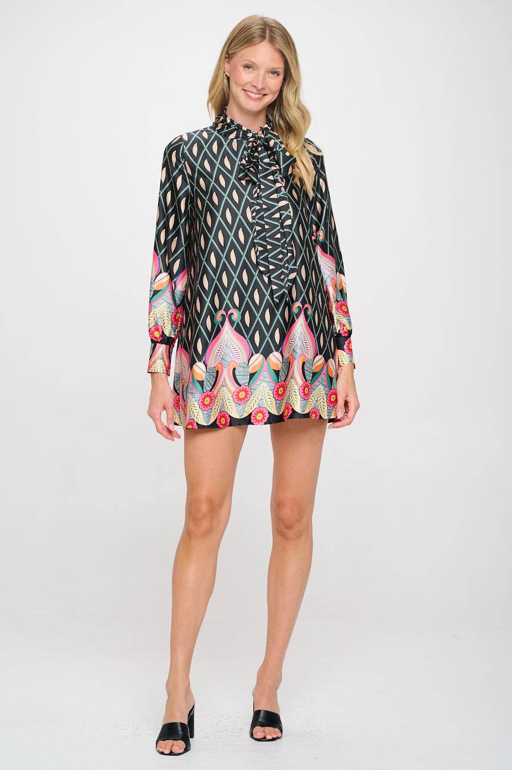 Meet me in Santorini Feather Black Josephine Dress