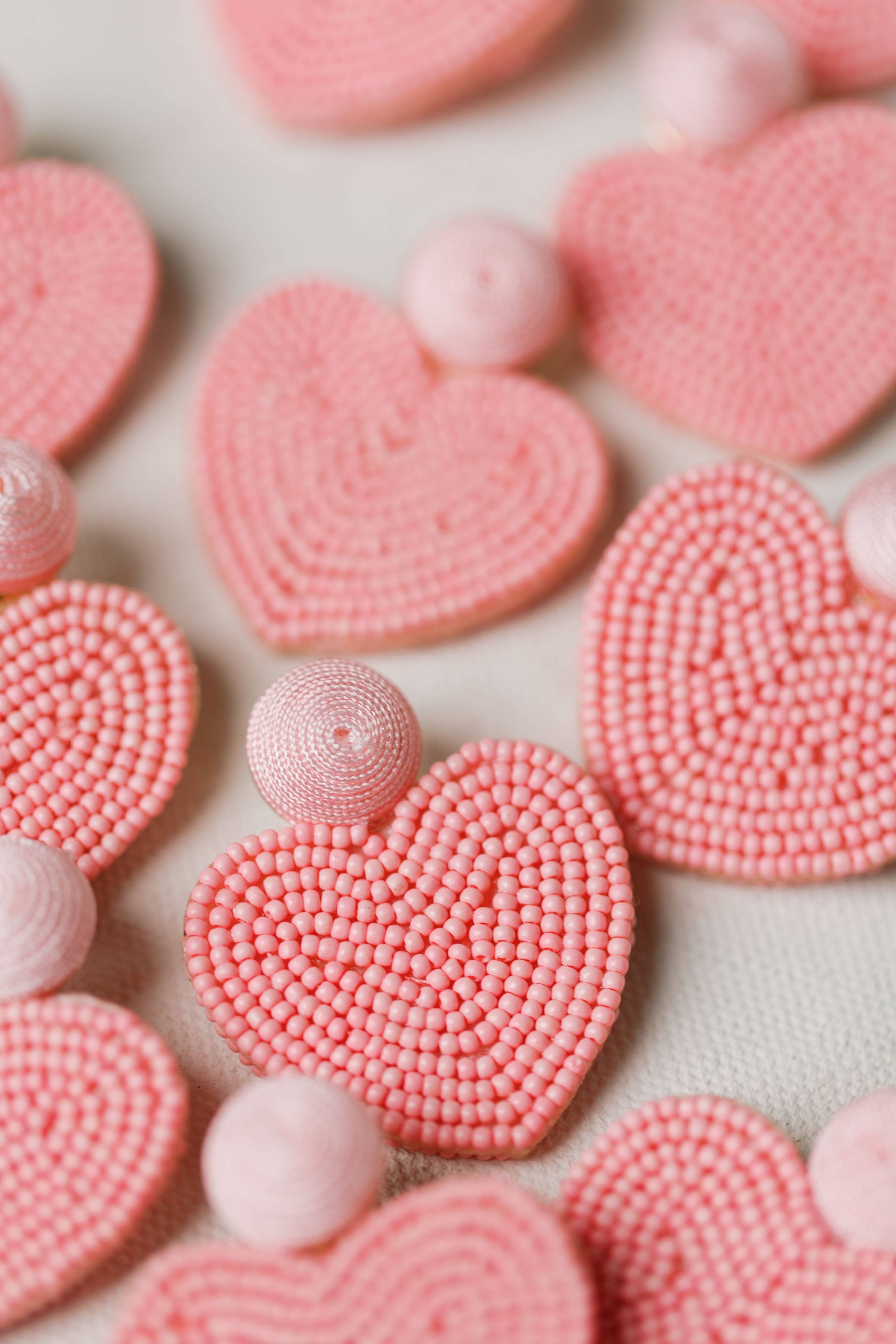 St. Armands Pink Beaded Heart Earrings