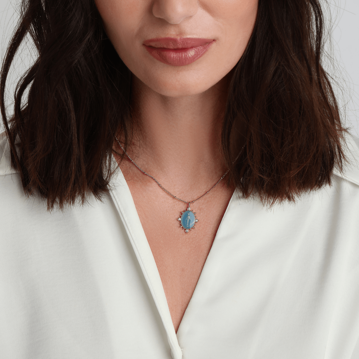 Joy Dravecky Lady Lourdes Pendant - French Blue