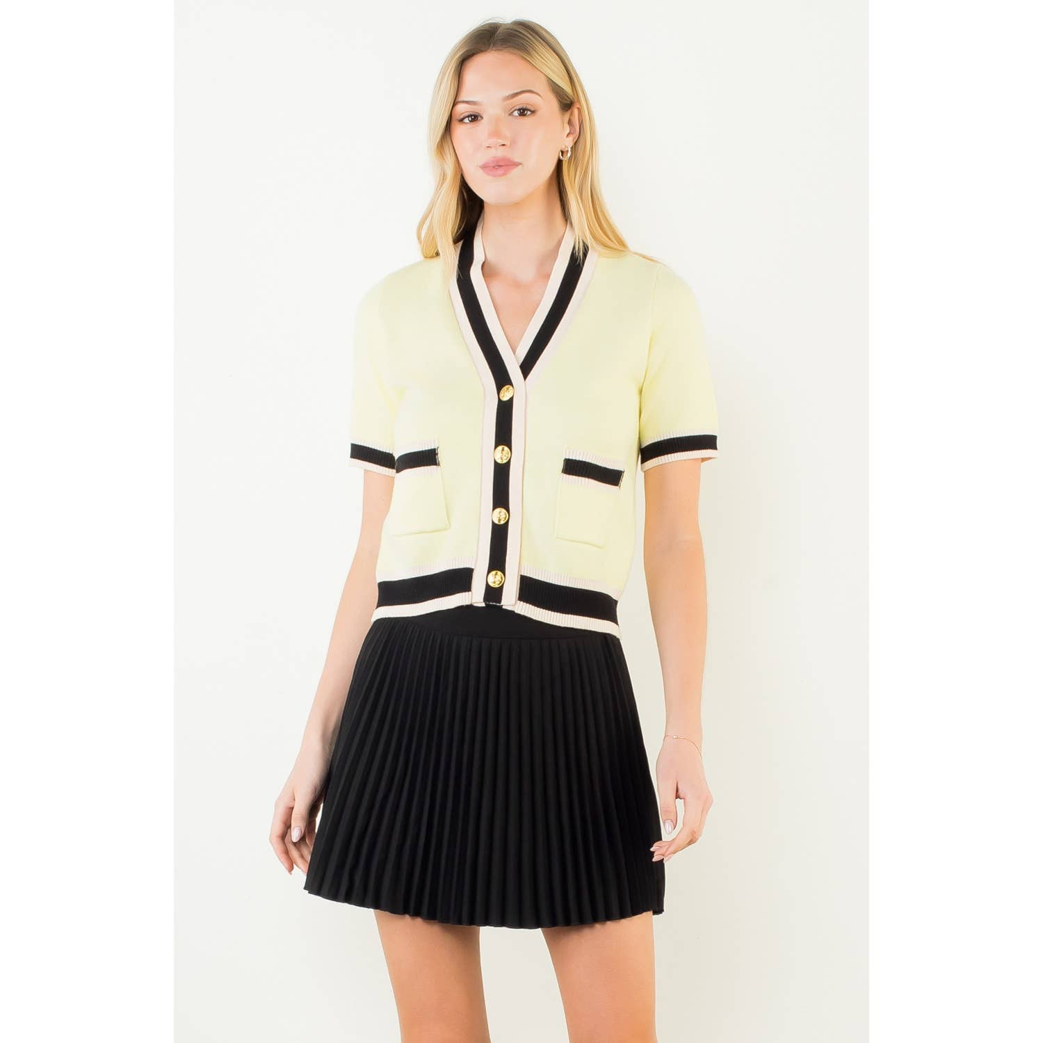 THML Short Sleeve Button Down Cardigan