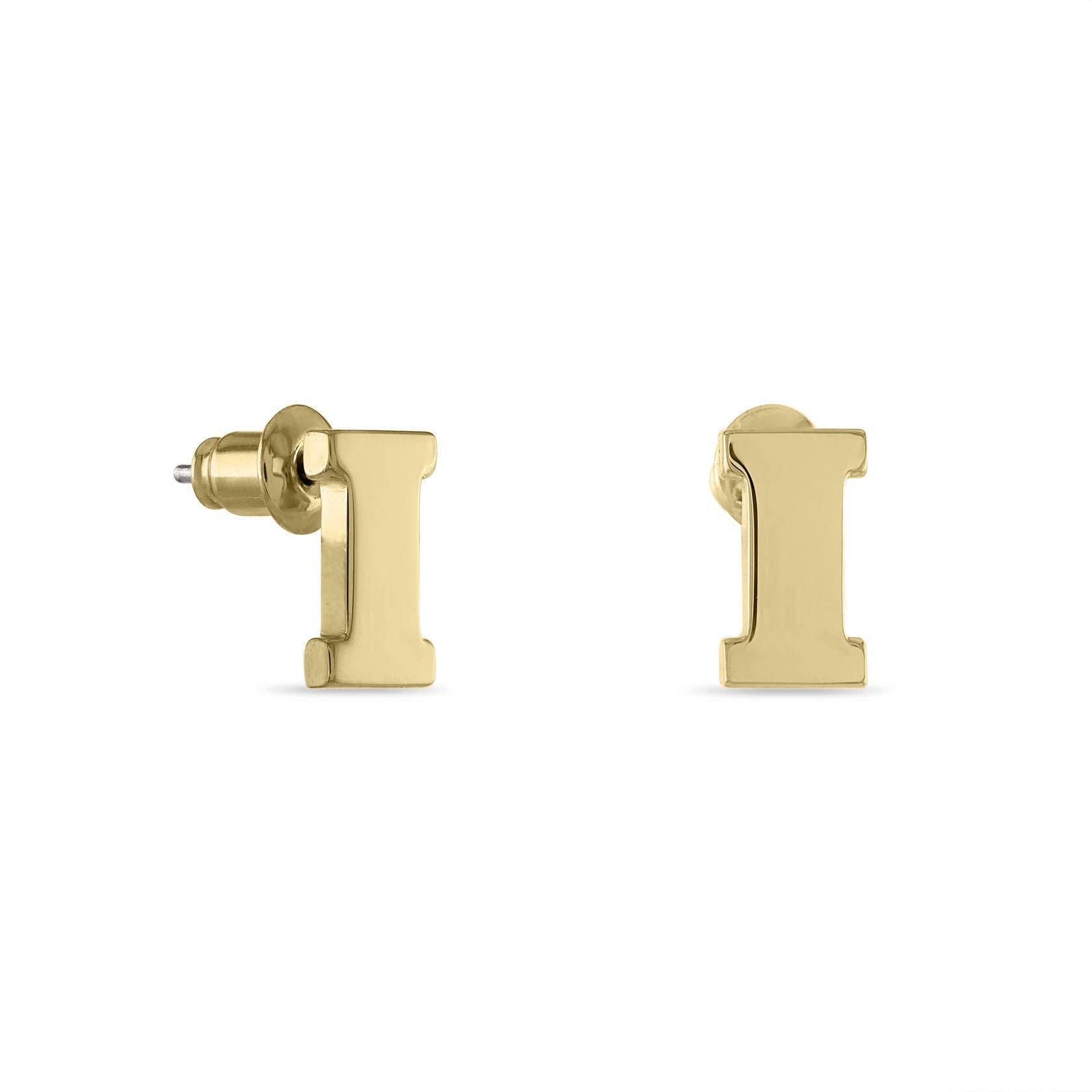 Catherine's Game Day Iowa Block I Gold Plated Studs