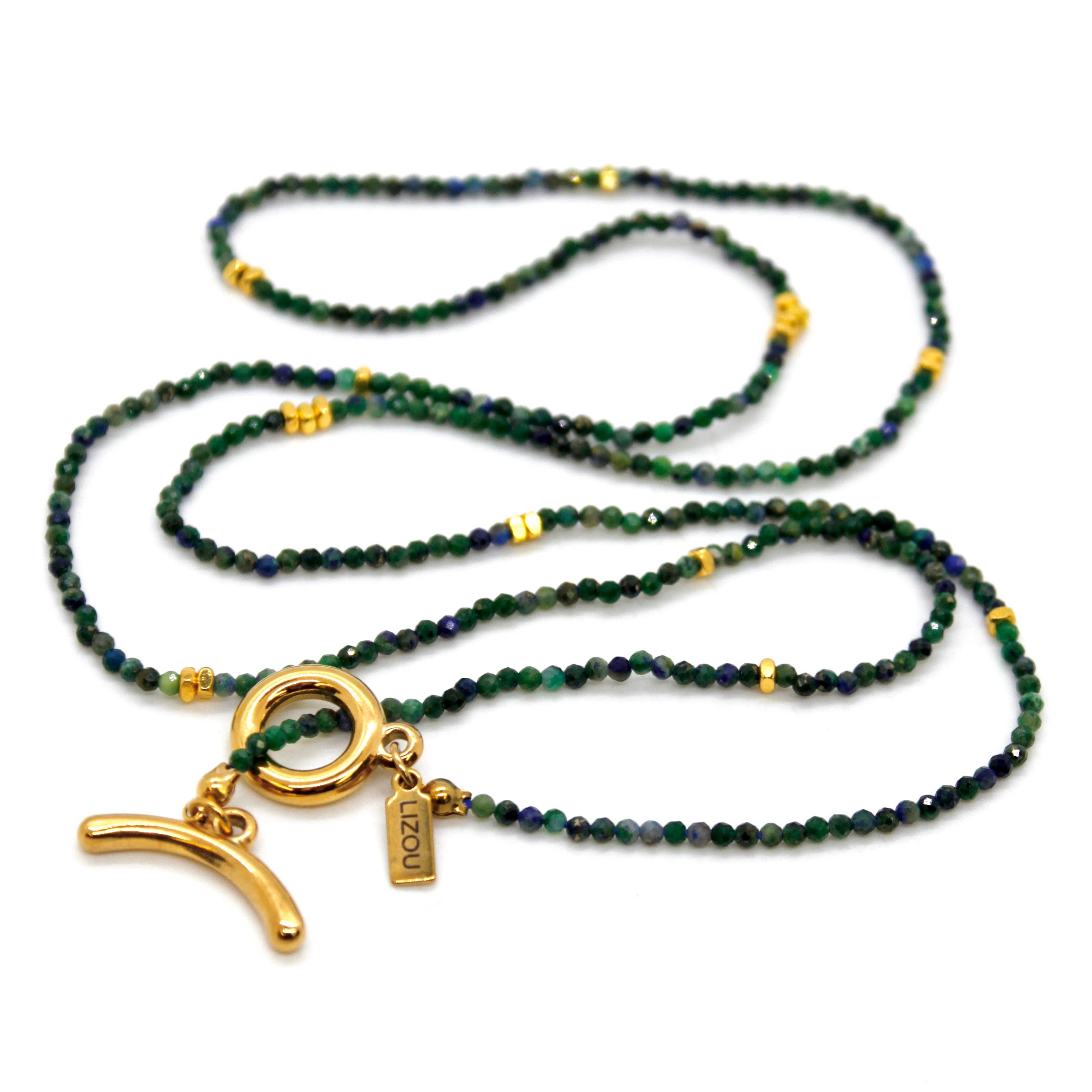 Lizou Long Phoenix Lapis Stone and Gold Luxury Necklace #19