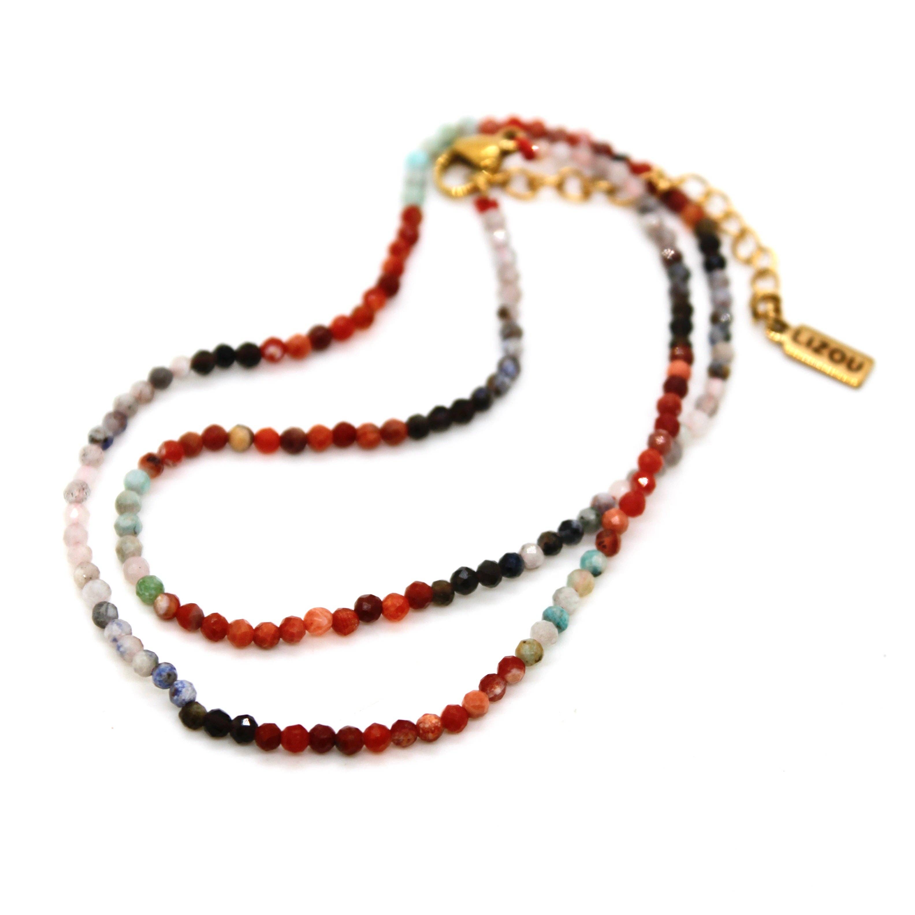 Lizou Short Gradient Stone Necklace #7