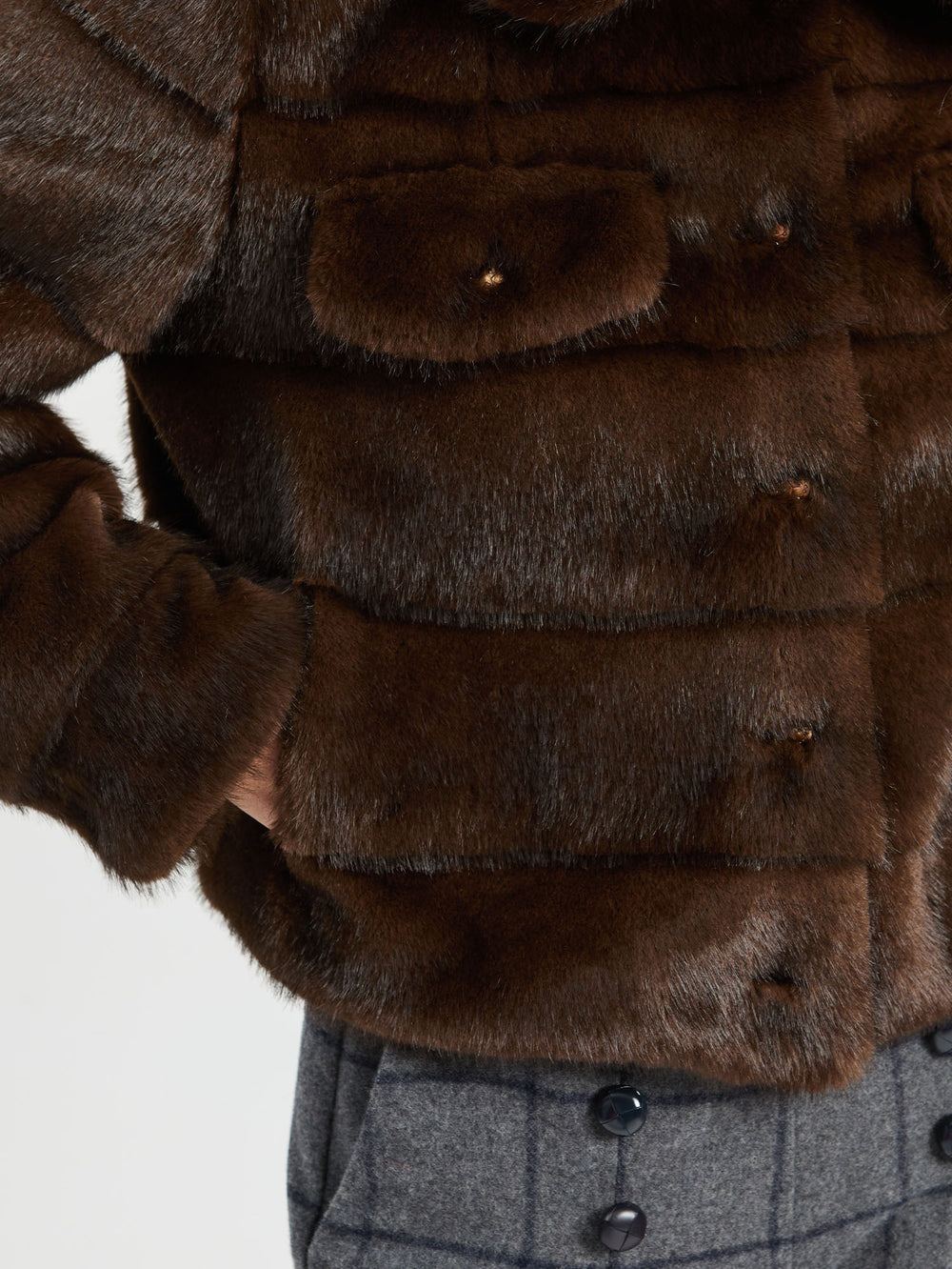 Vilagallo Brown Faux Fur Jacket 33763