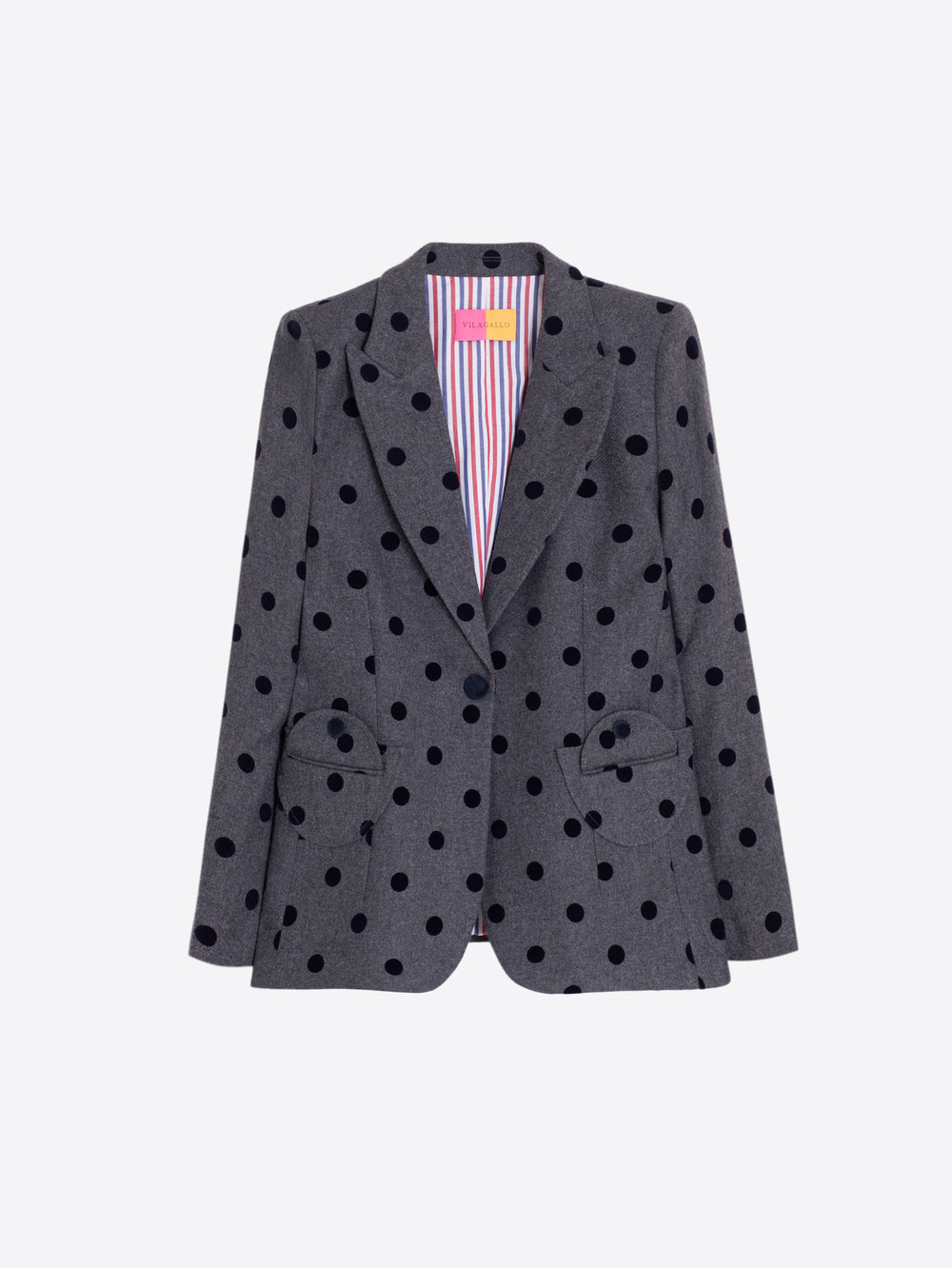 Vilagallo Grey Flocked Polka Dot Jacket 33811