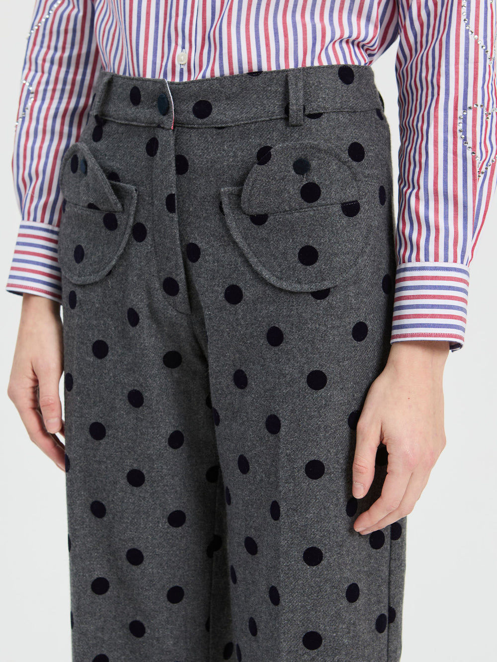 Vilagallo Grey Polka Dot Trouser with Pocket Detail 33812