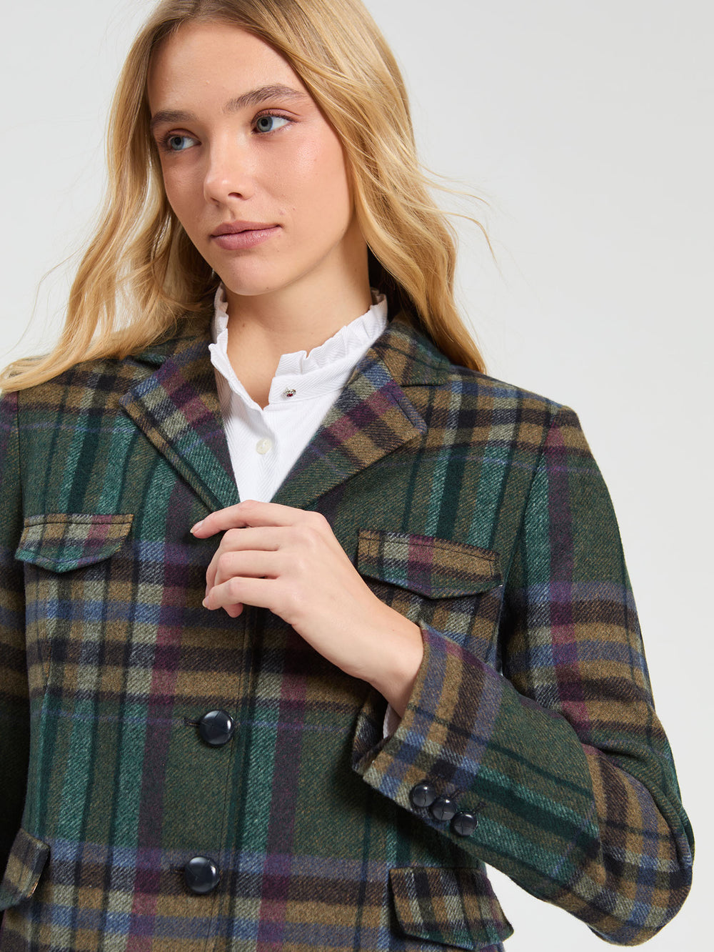 Vilagallo Green and Burgundy Checkered Jacket 33867