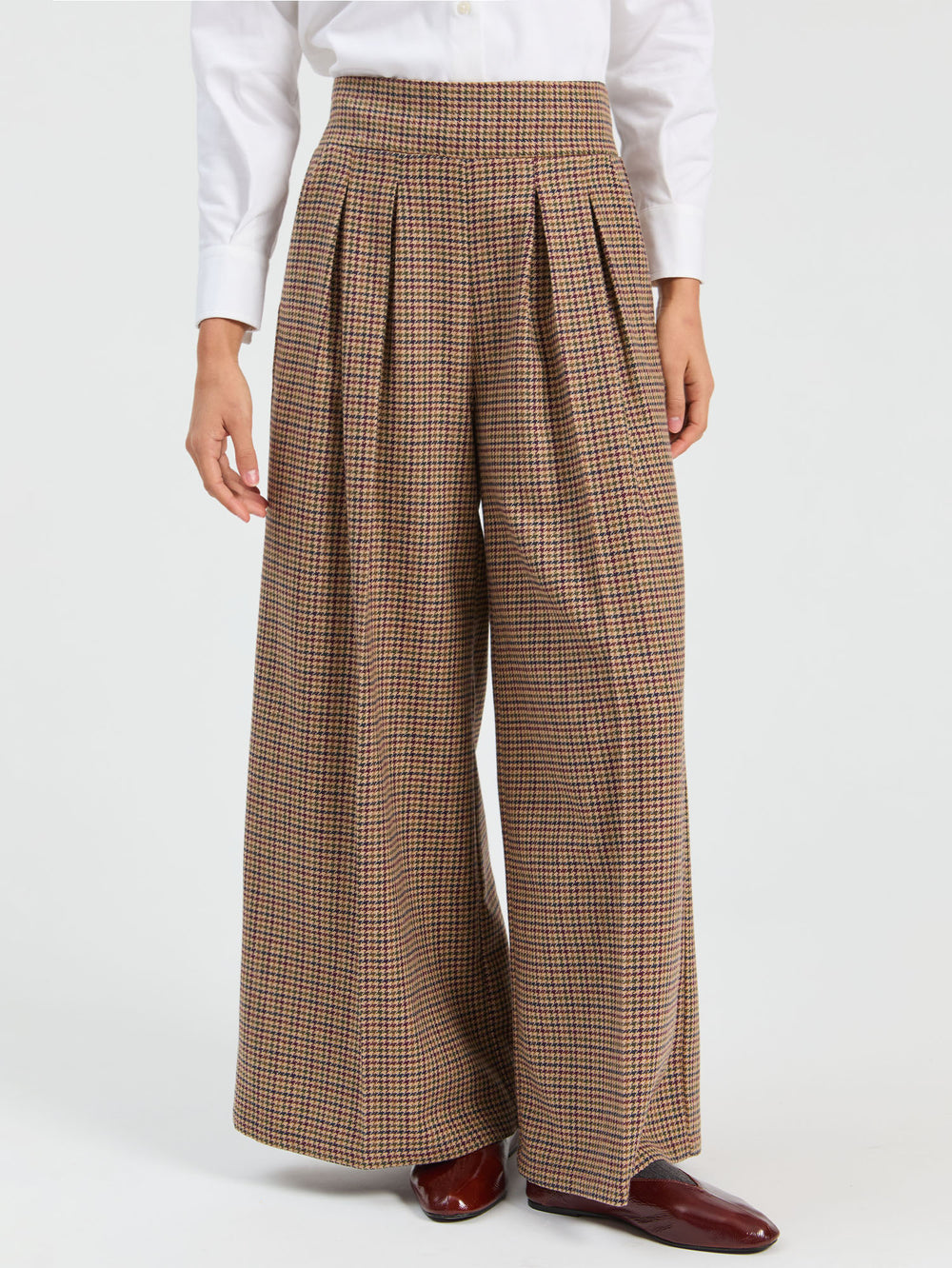 Vilagallo Burgundy Houndstooth Trousers 33899