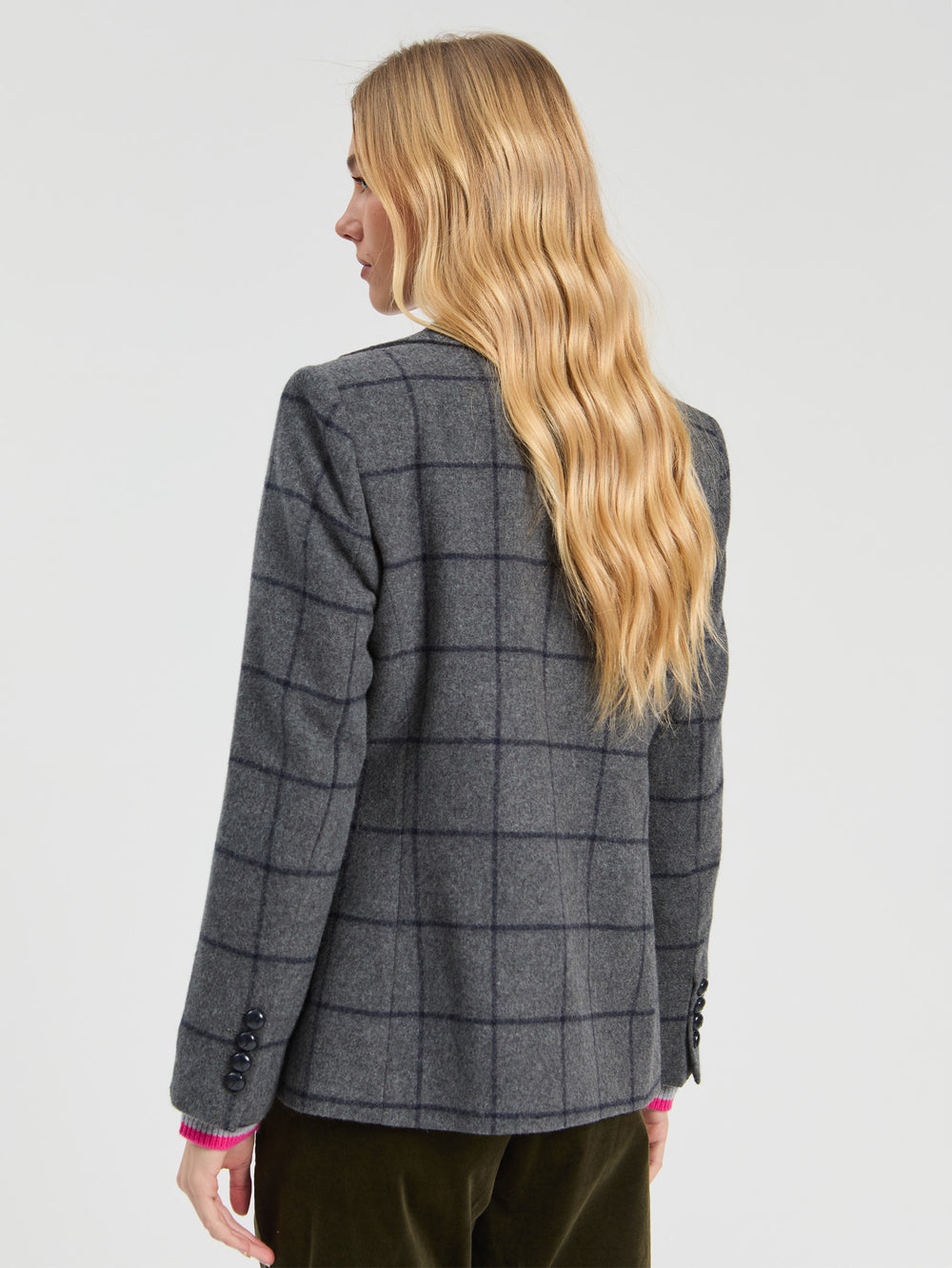 Vilagallo Navy and Grey Plaid Jacket 33930