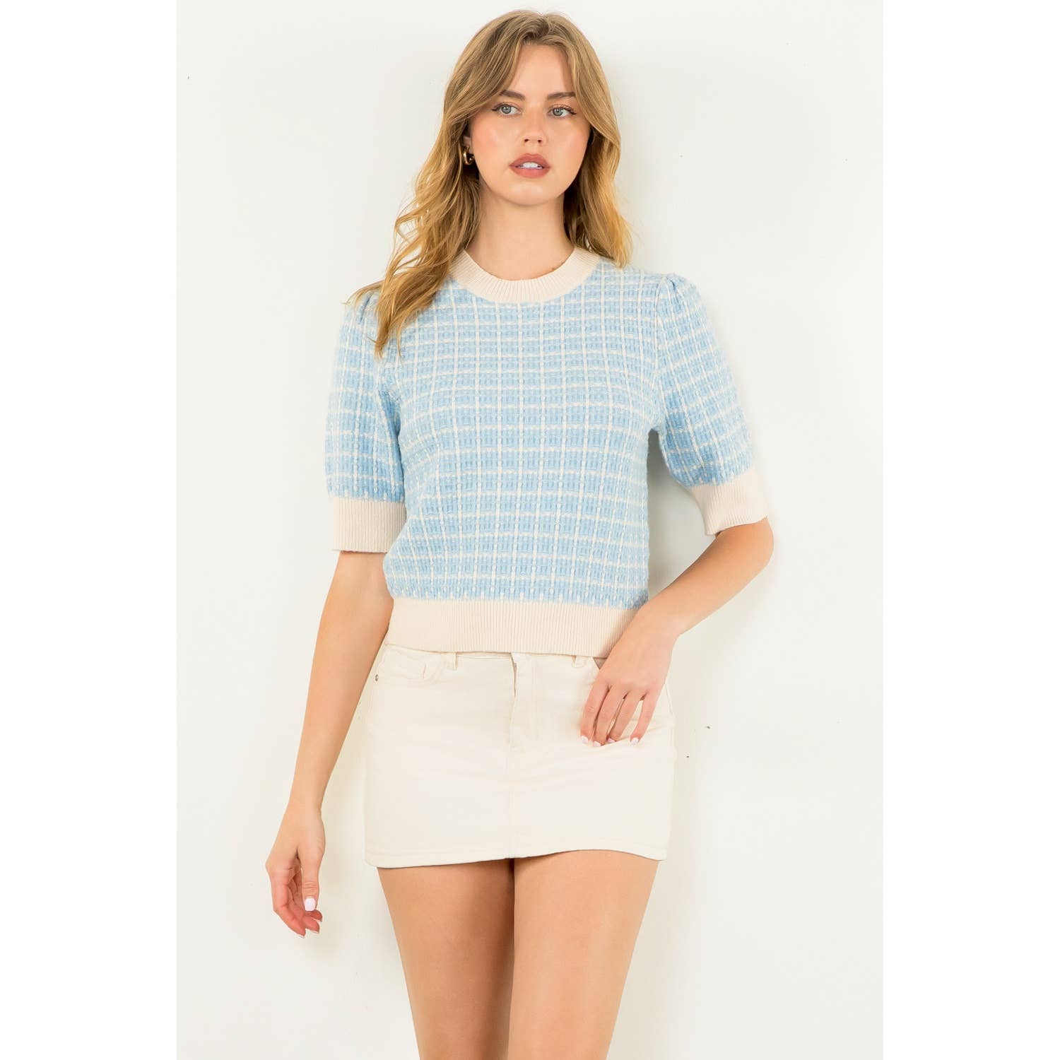 THML Puff Sleeve Knit Top