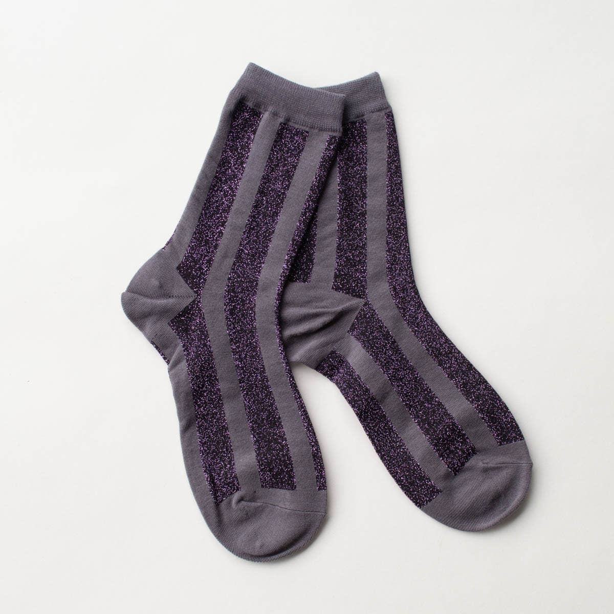 Tiepology Glitter Vertical Striped Crew Socks