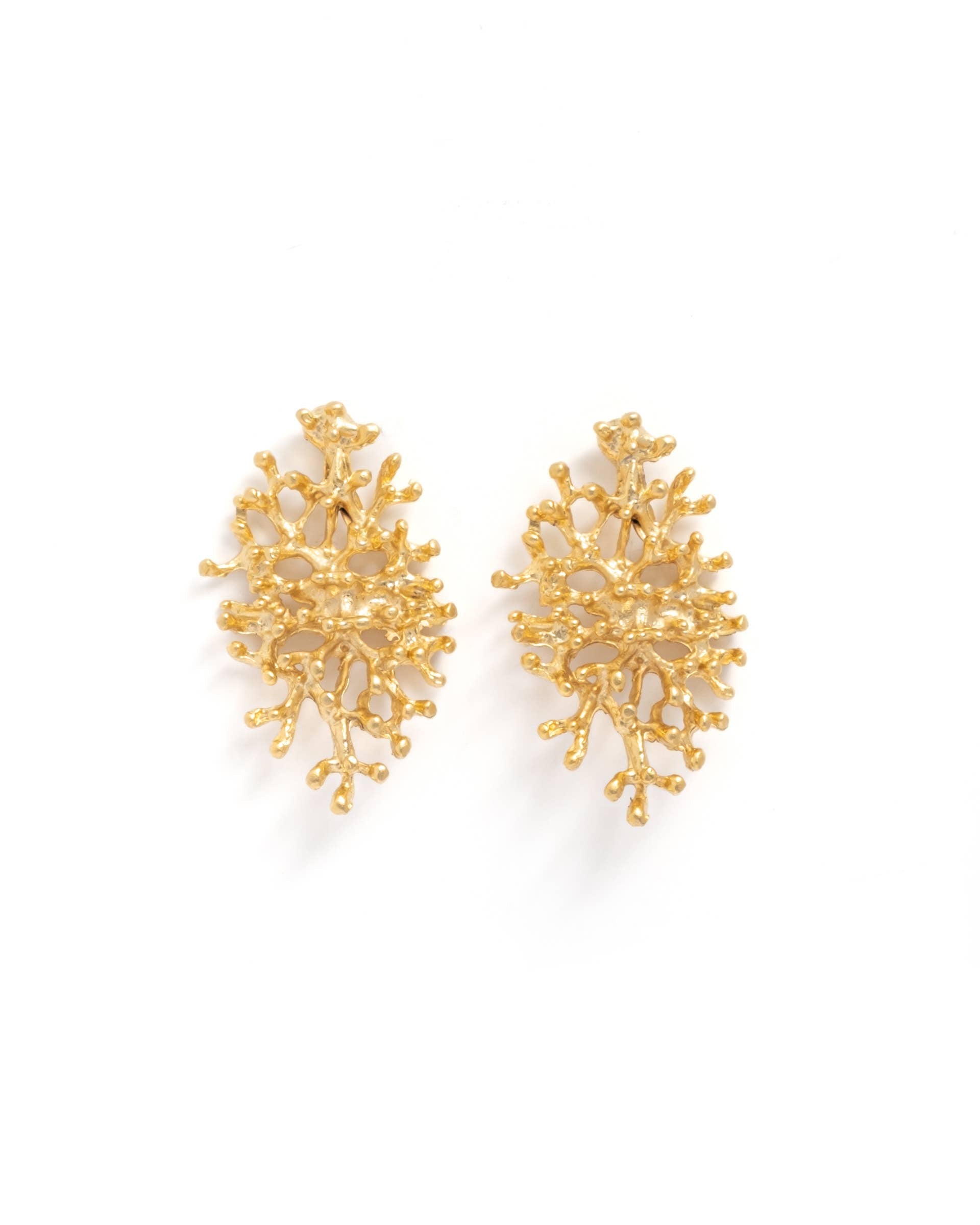 Sarka + Cleo Brushed Gold Coral Statement Earrings