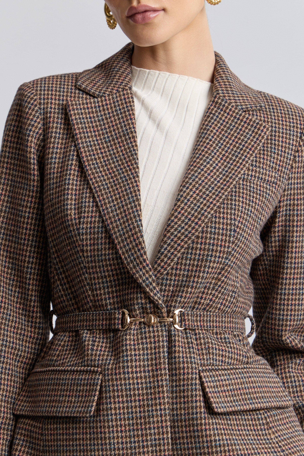 Avec Les Filles Houndstooth Belted Blazer 86686