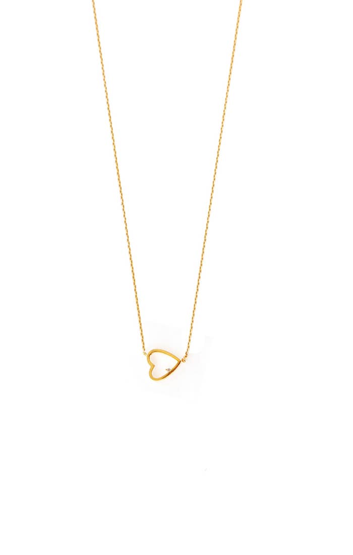 Open Heart with CZ Accent Necklace