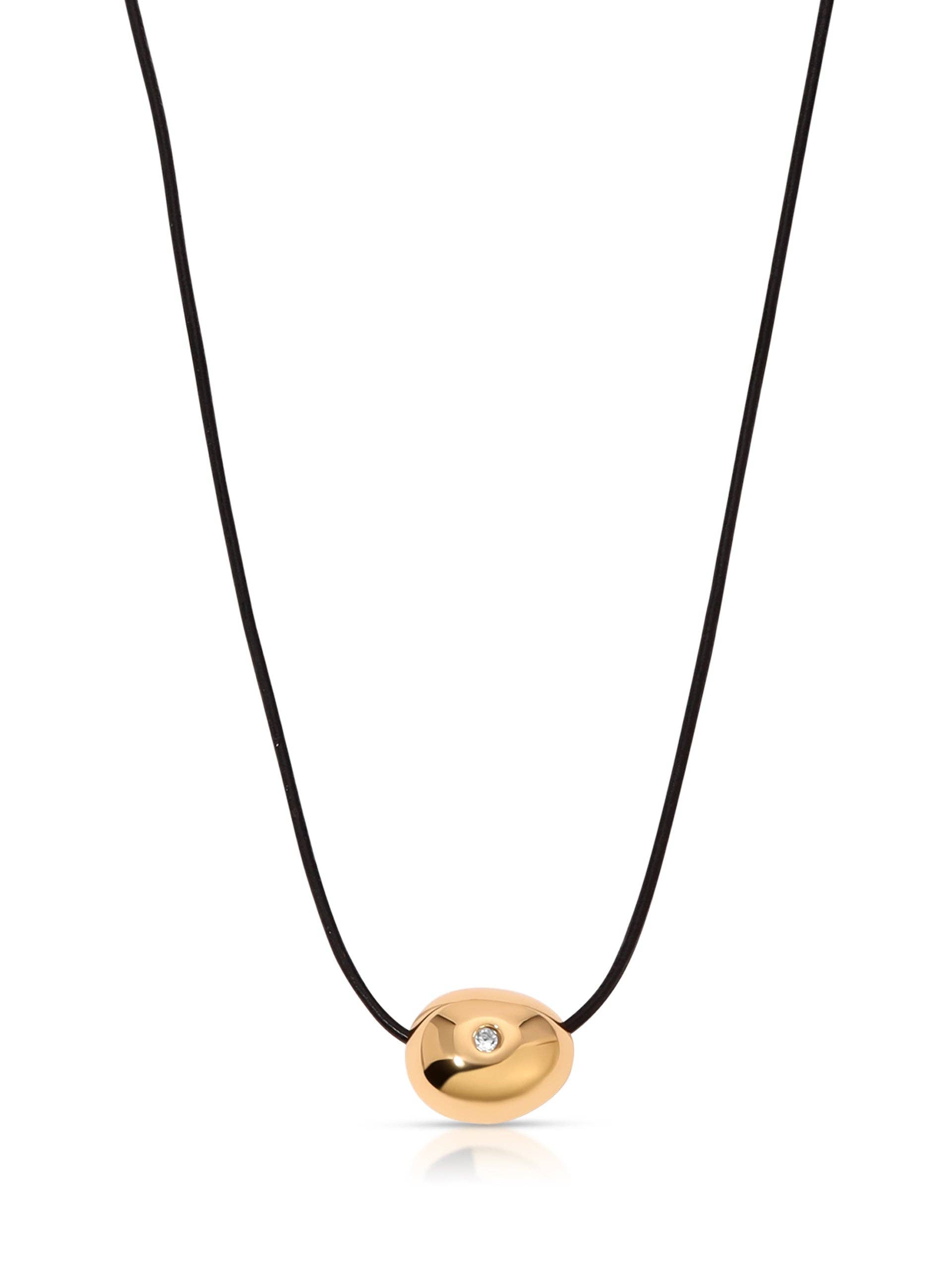 Ettika Polished Pebble Leather Pendant Necklace
