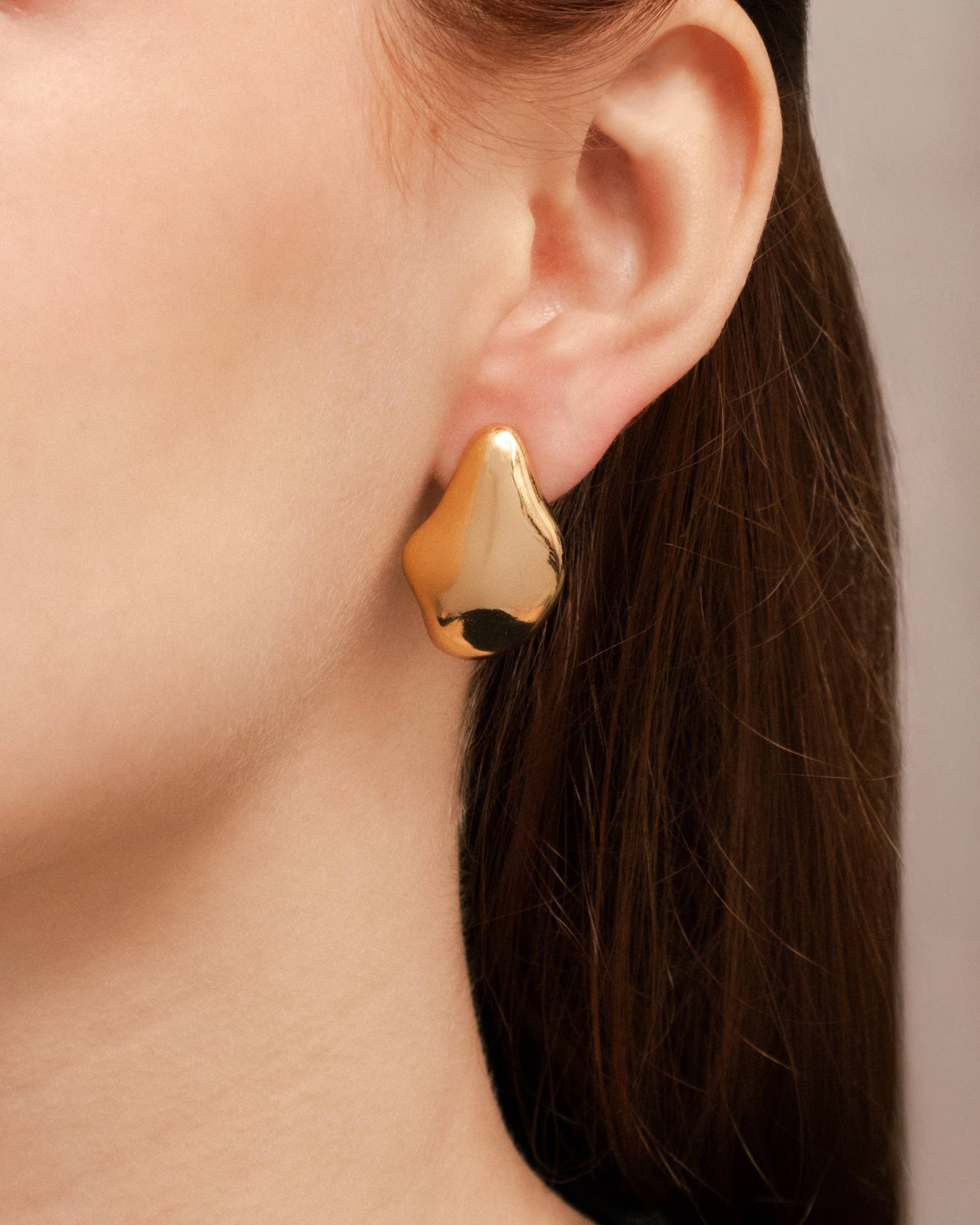 Sarka + Cleo Gold Abstract Oblong Stud Earrings