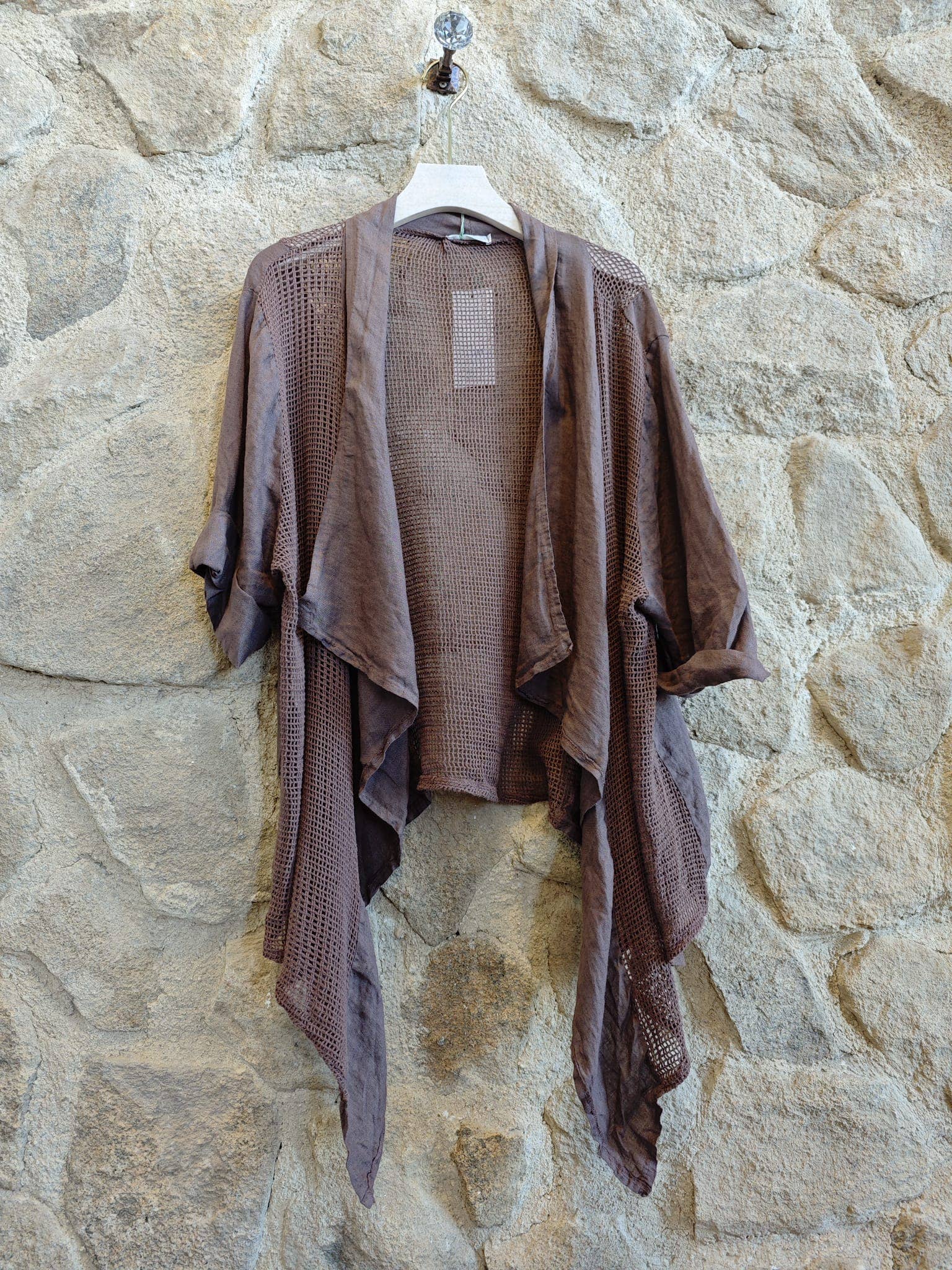 European Linen Short Open Cardigan 5283