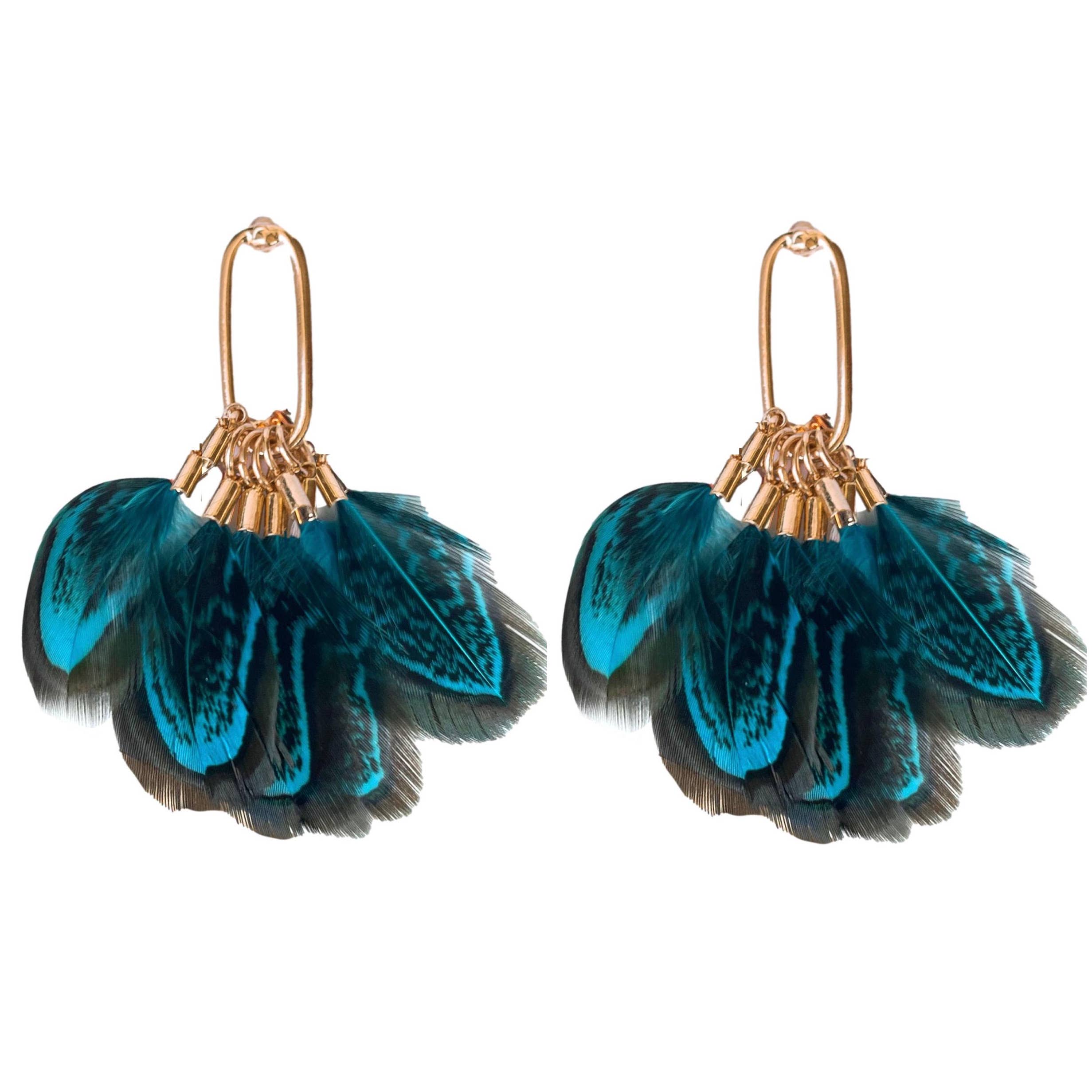 St. Armands Peacock Feather Statement Tassel Earrings