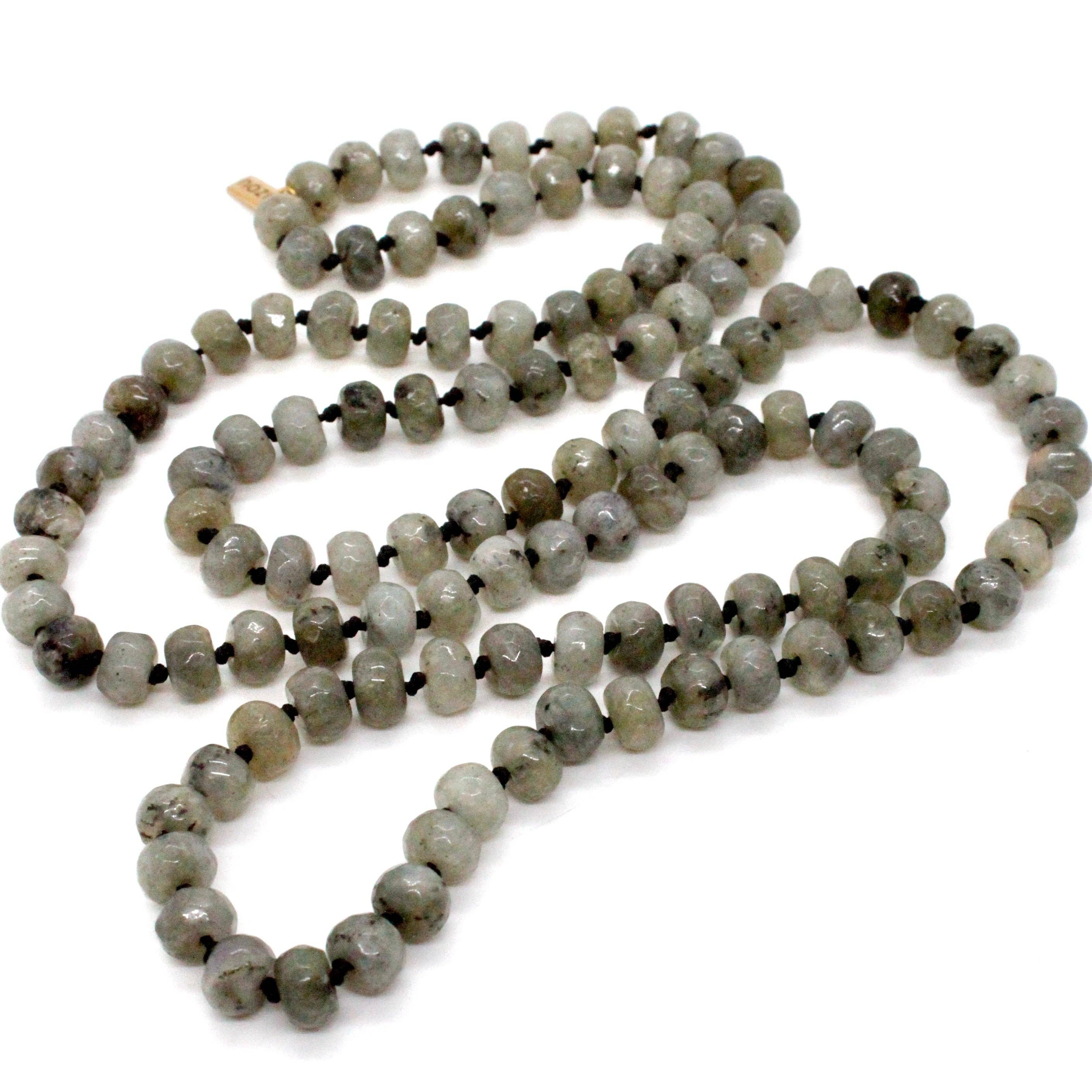 Lizou Hand-Knotted Long Labradorite Bead Necklace #3