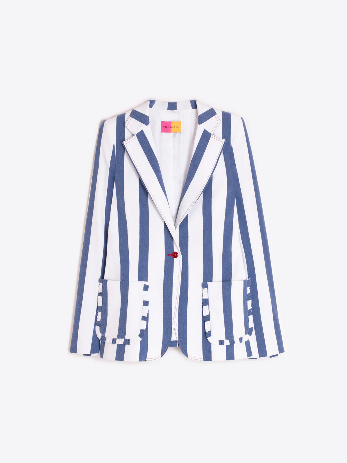 Vilagallo Blue & White Jacket With Ruffles 33571