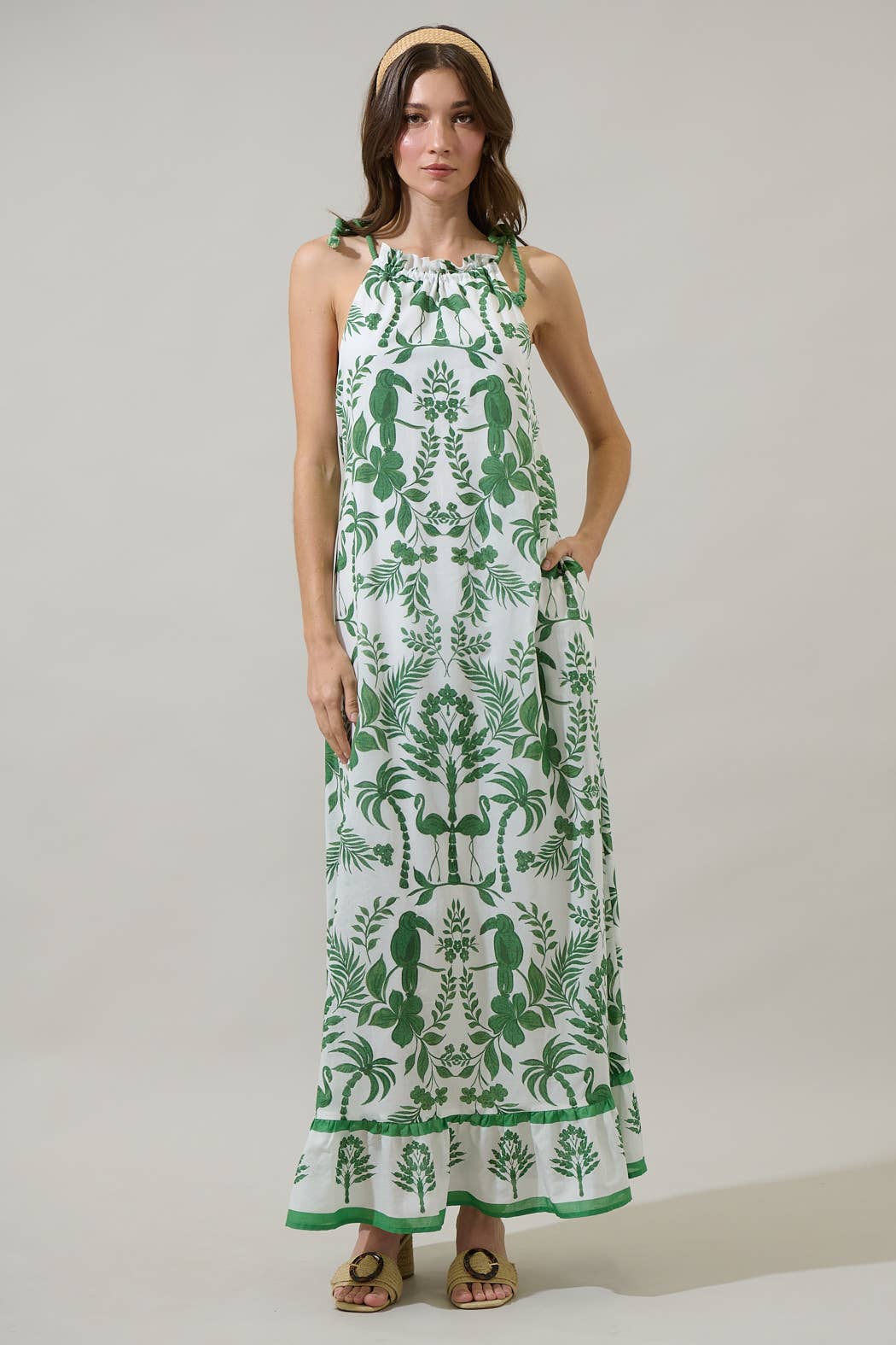 Sugarlips Kimana Floral Kay Halter Neck Maxi Dress