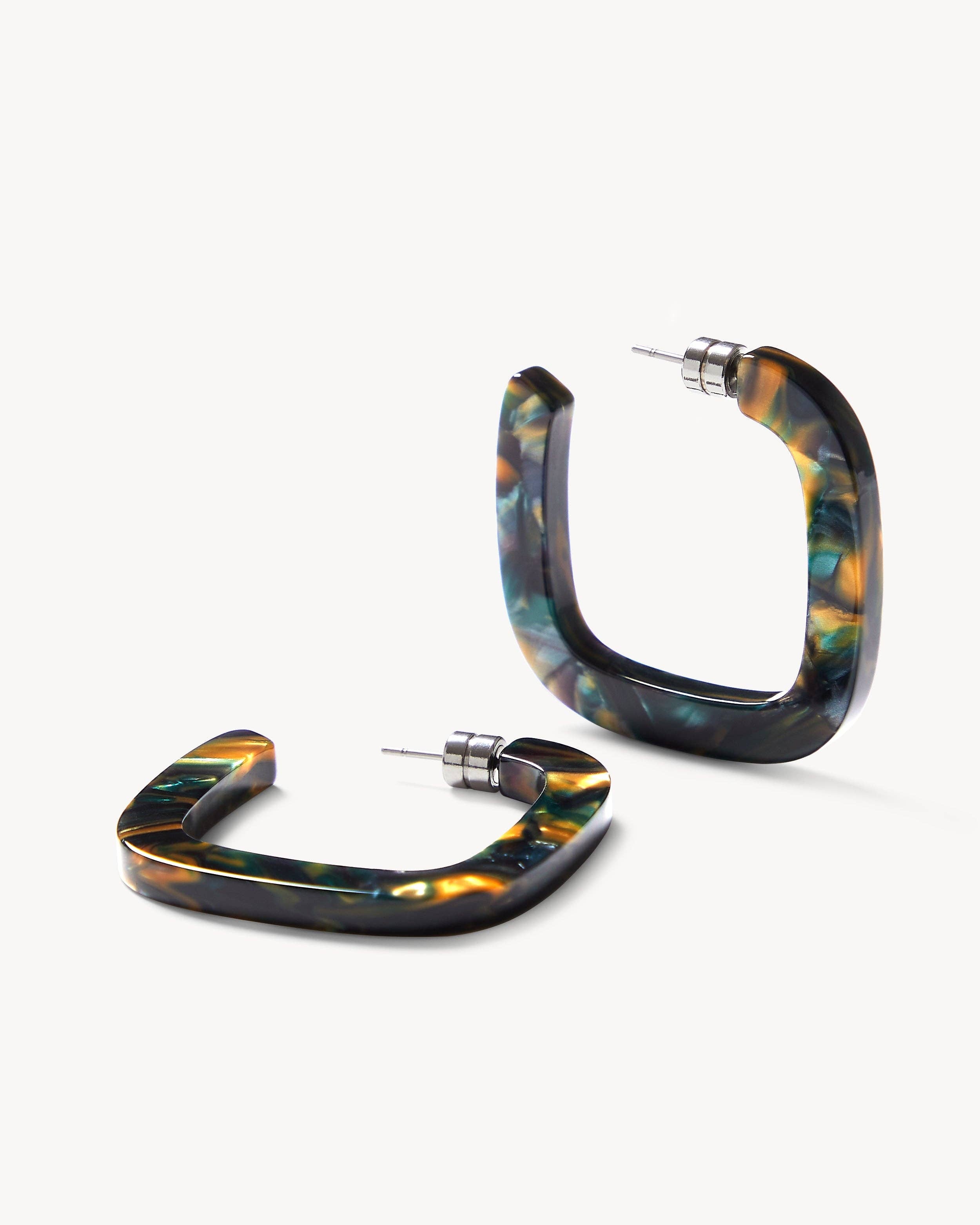 MACHETE Midi Square Hoops in Green Tortoise 026318