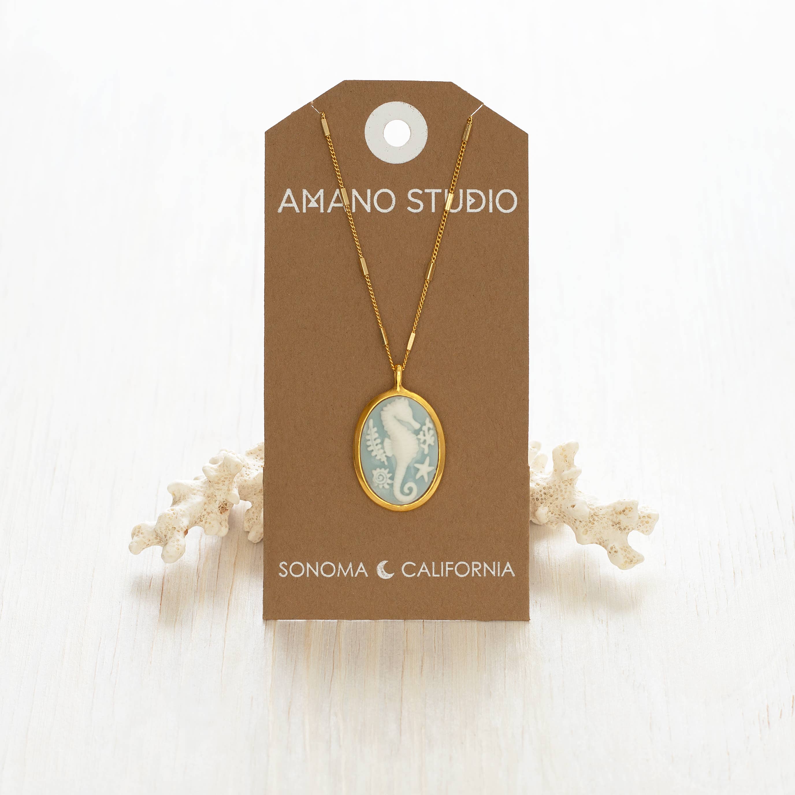 Amano Studio Seahorse Vintage Cameo Necklace