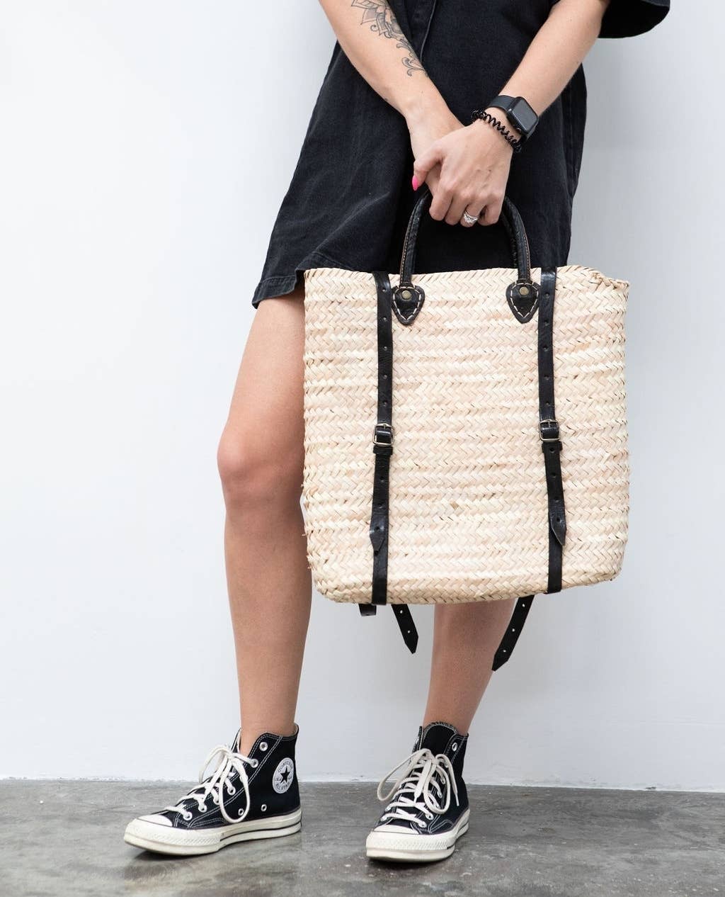 French Market Bags Handwoven Straw Backpack Tote #2