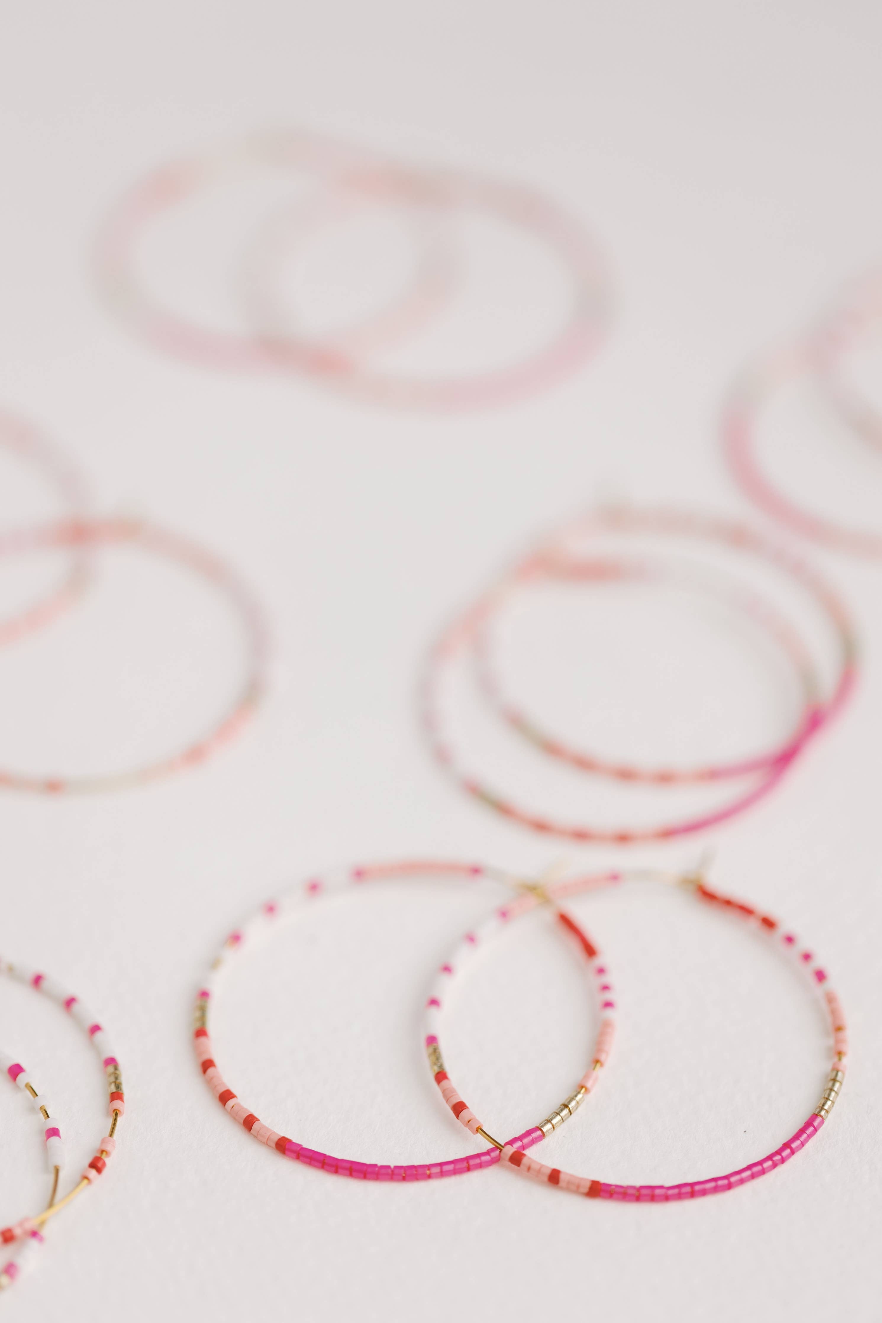 St. Armands Skinny Pink Beaded Statement Hoop Earrings