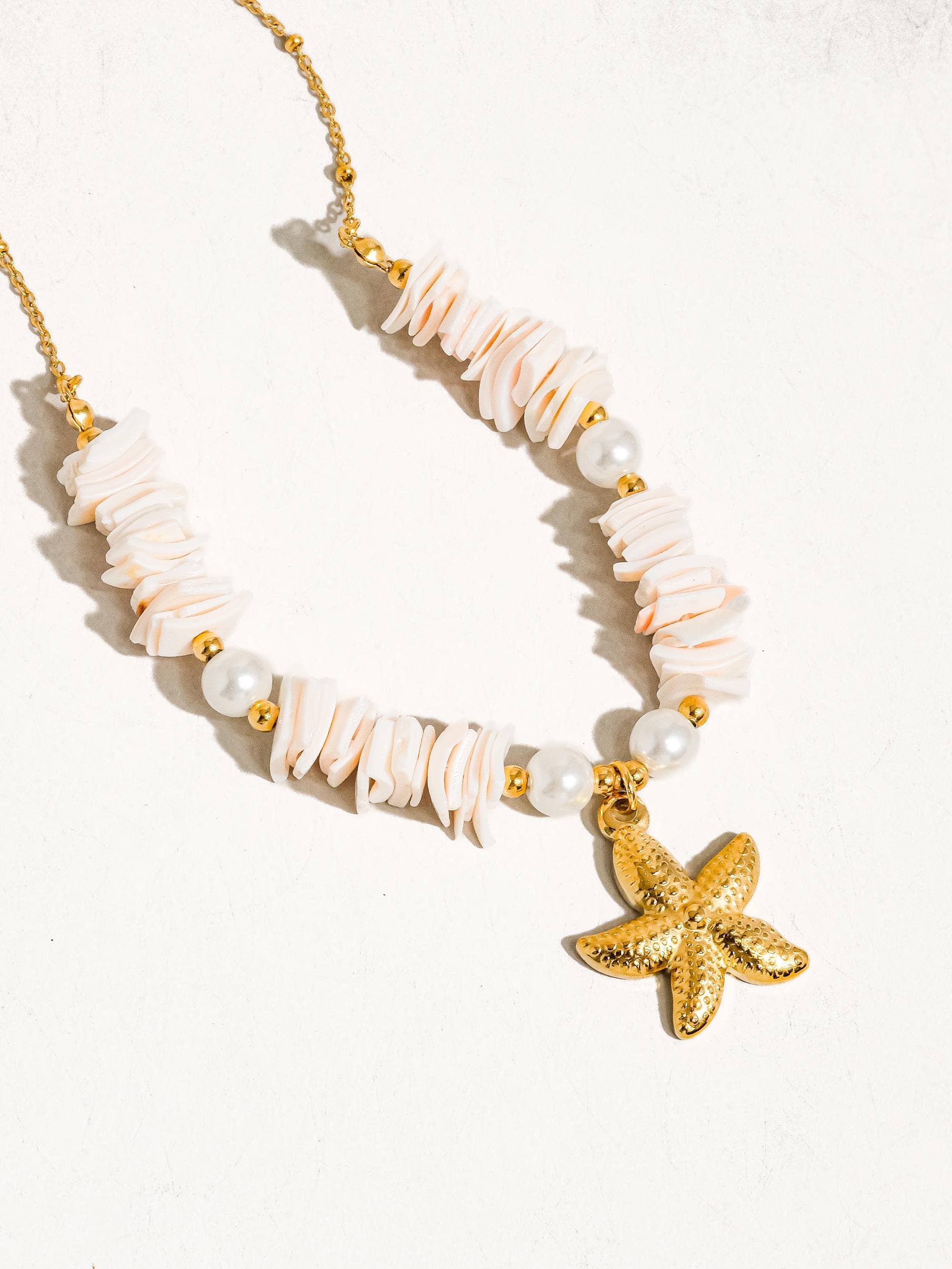 Flanerie Thelma 18K Gold Non-Tarnish Shell Star Necklace