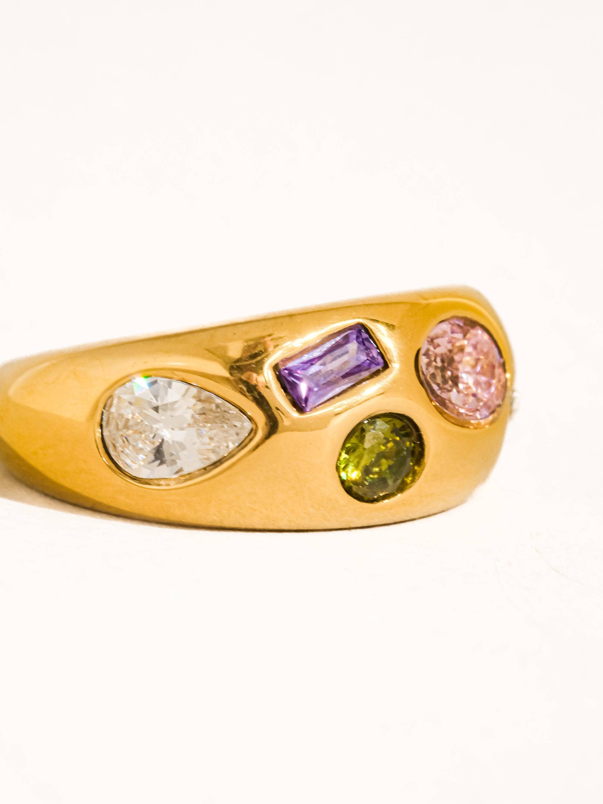 Flânerie Orlume 18K Gold Non-Tarnish Colorful CZ Dome Ring