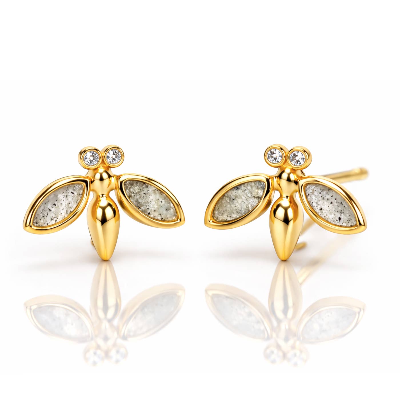 Tai Jewelry Gold Vermeil Bee Studs with Stone Accents SPE-10353
