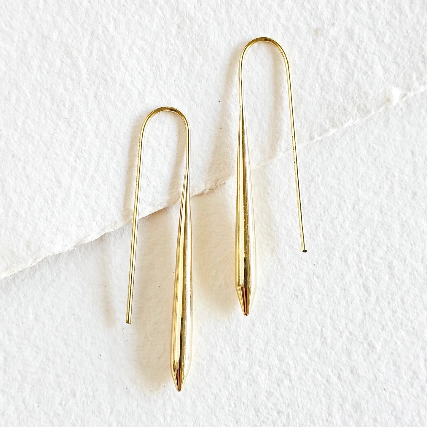 Bisjoux Brass Drop Needle Spear Spike Earrings