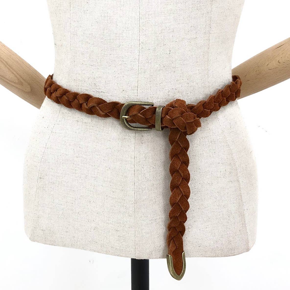 European Leather Collection Braided Suede Belt