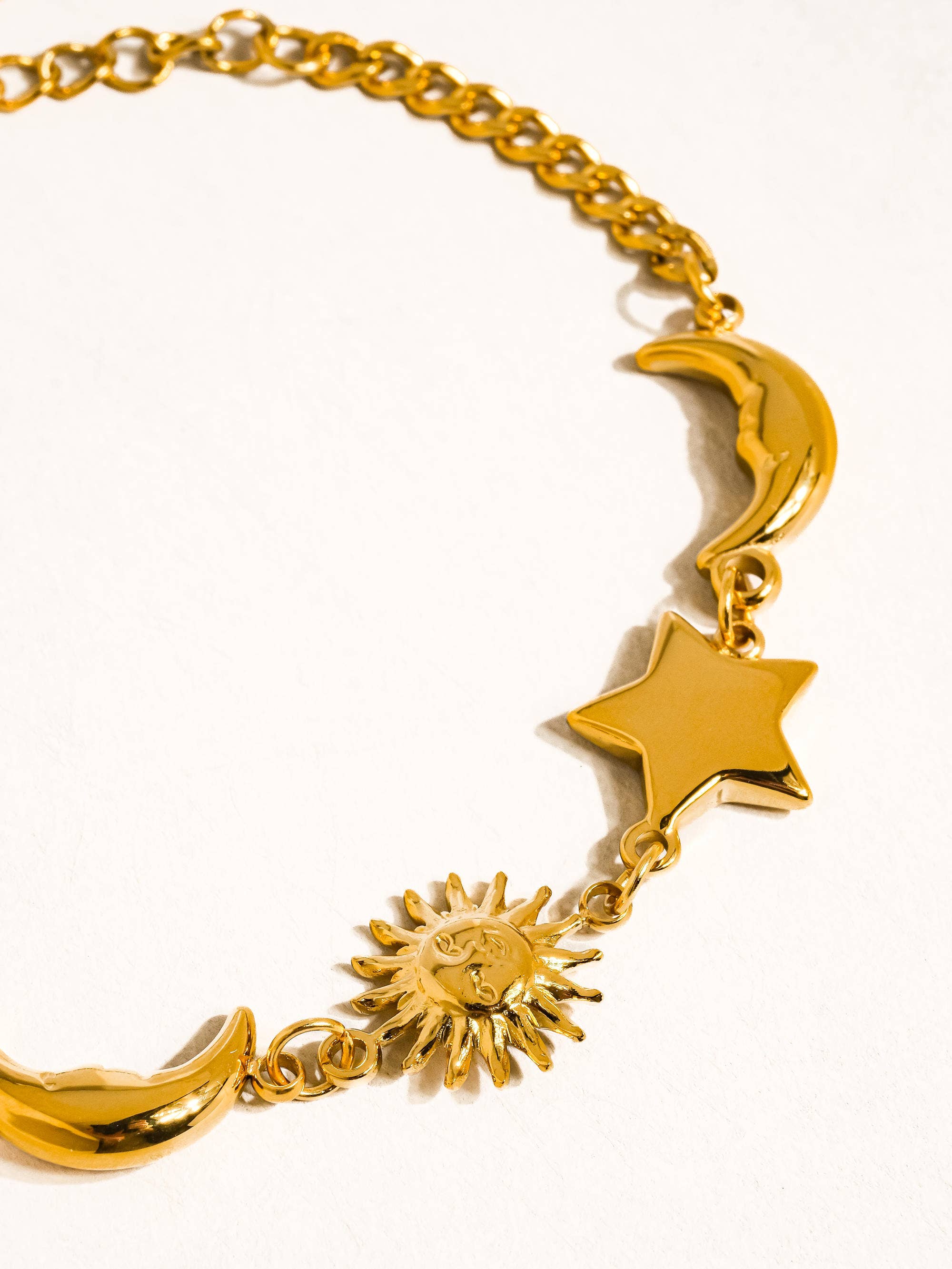 Flanerie Leonora 18K Gold Non-Tarnish Sun and Star Bracelet