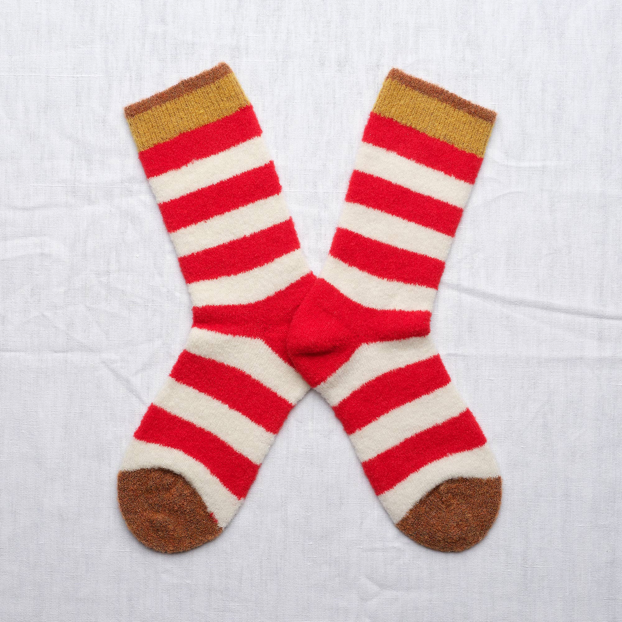 Bonne Maison Red Striped Foamy Merino Sock BCL203