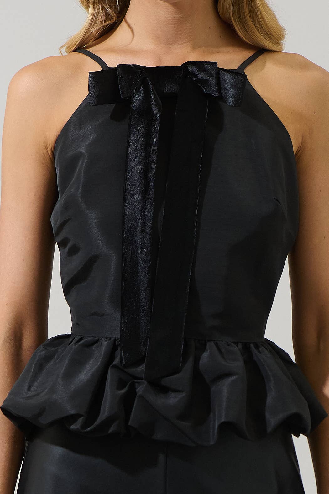 Sugarlips Finda Velvet Bow Peplum Top
