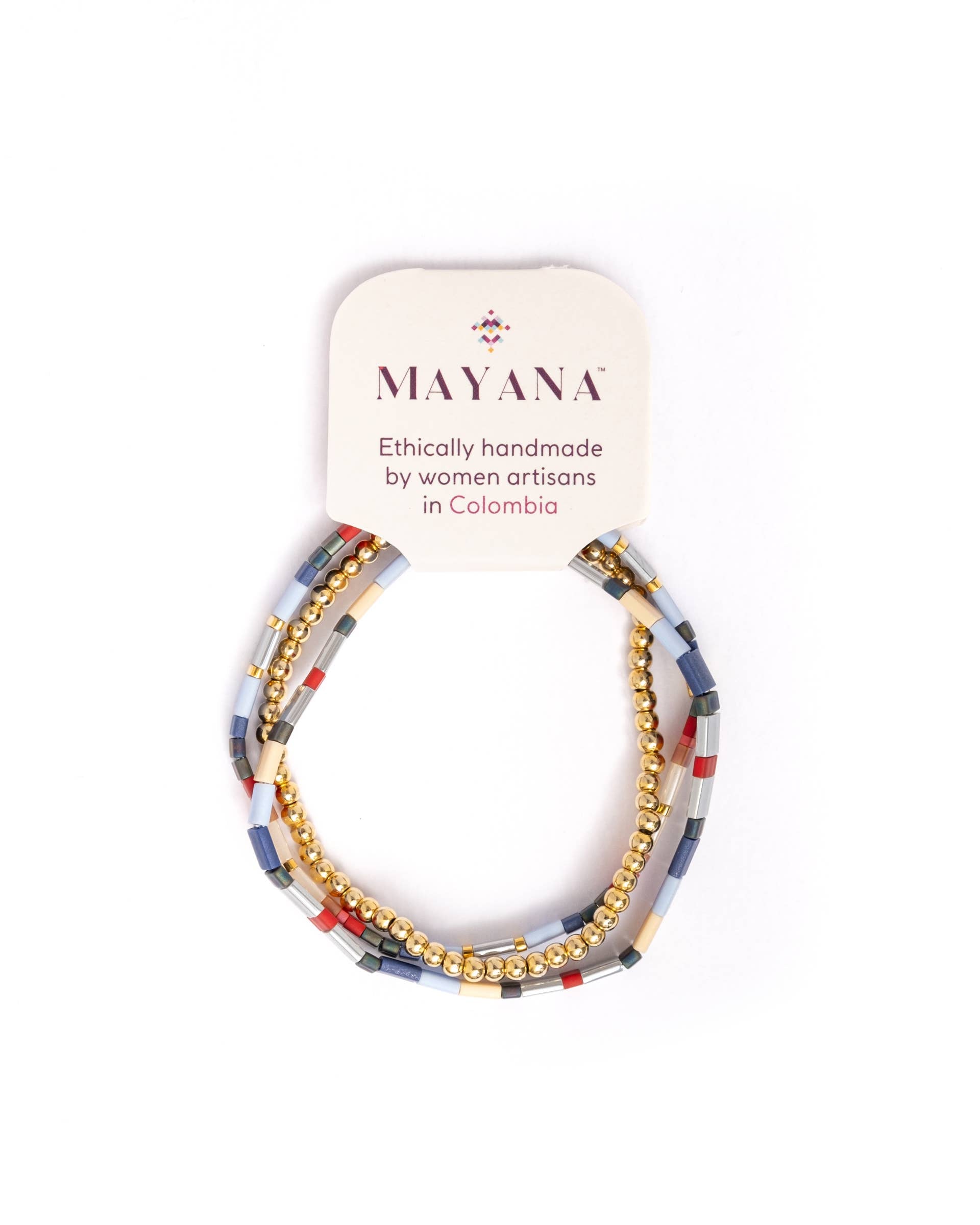 Mayana Set/3 Miyuki Tila Bracelets-Red/Aqua