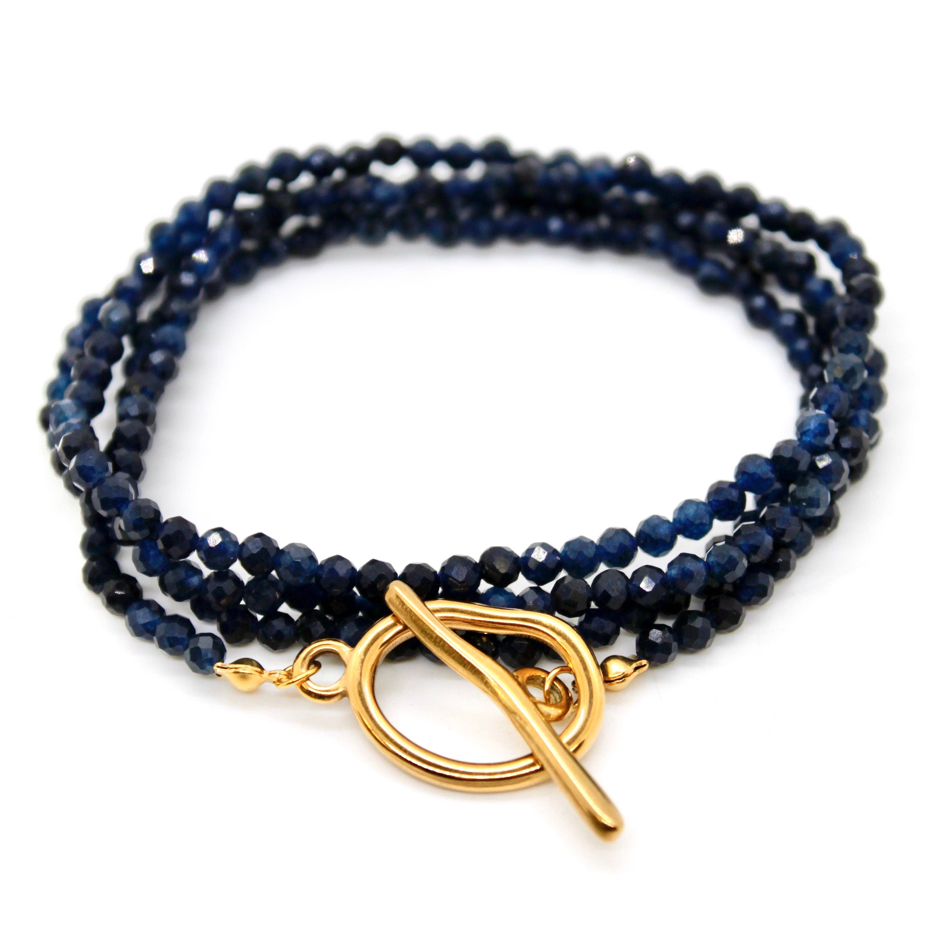 Lizou Luxury Faceted Long Sapphire Necklace or Bracelet #20