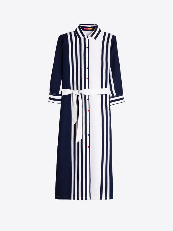 Vilagallo Navy / White Shirt Dress 33409