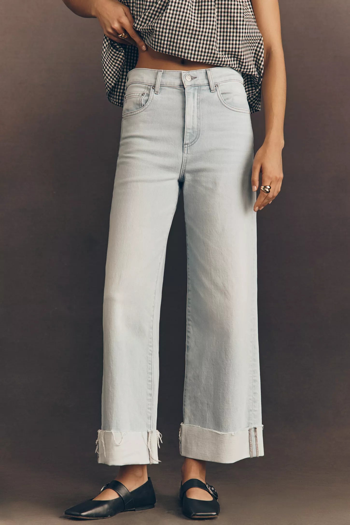 Le Jean Column Wide-Leg Cuffed Jeans