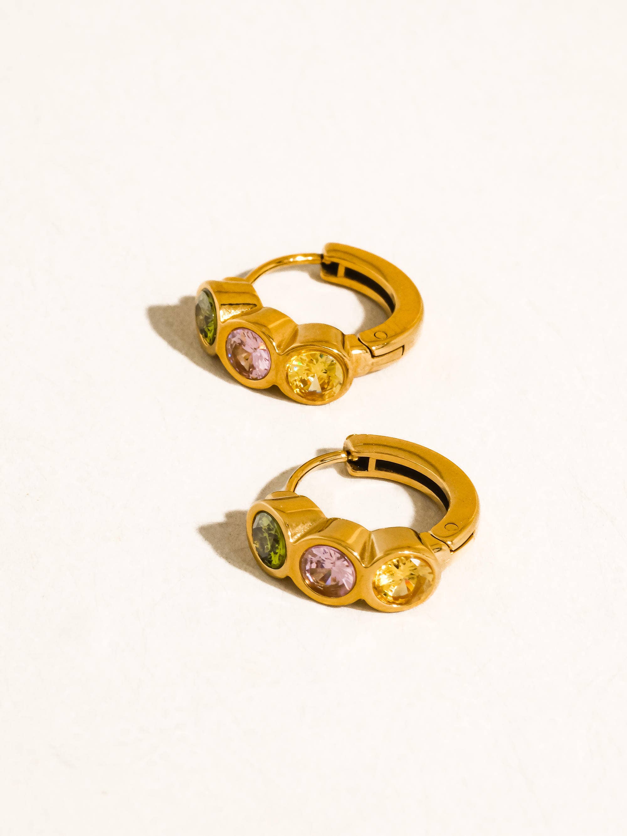 Flânerie Azelia 18K Gold Colorful CZ Hoop Earrings