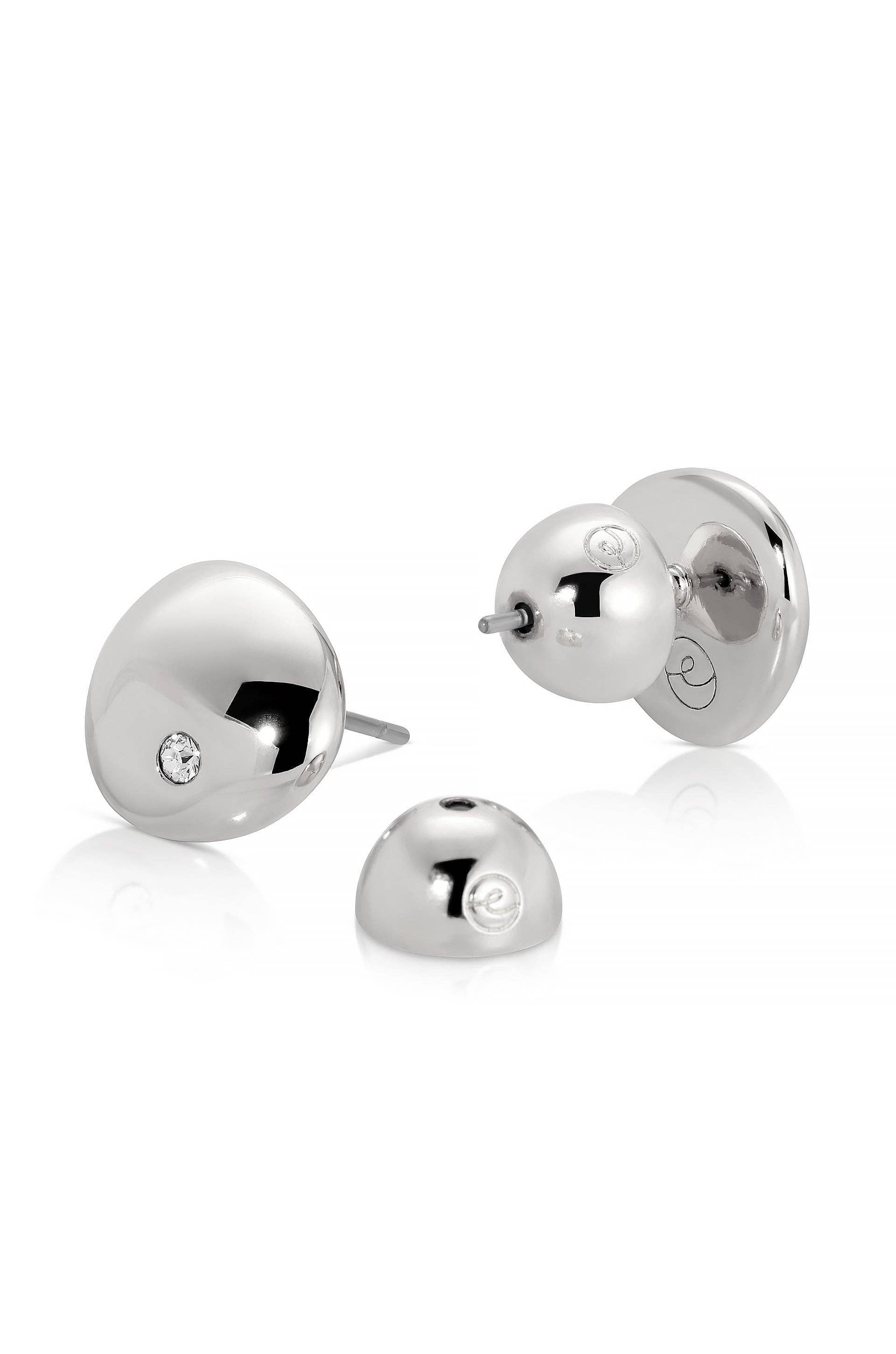 Ettika Polished Pebble Crystal Stud Earrings