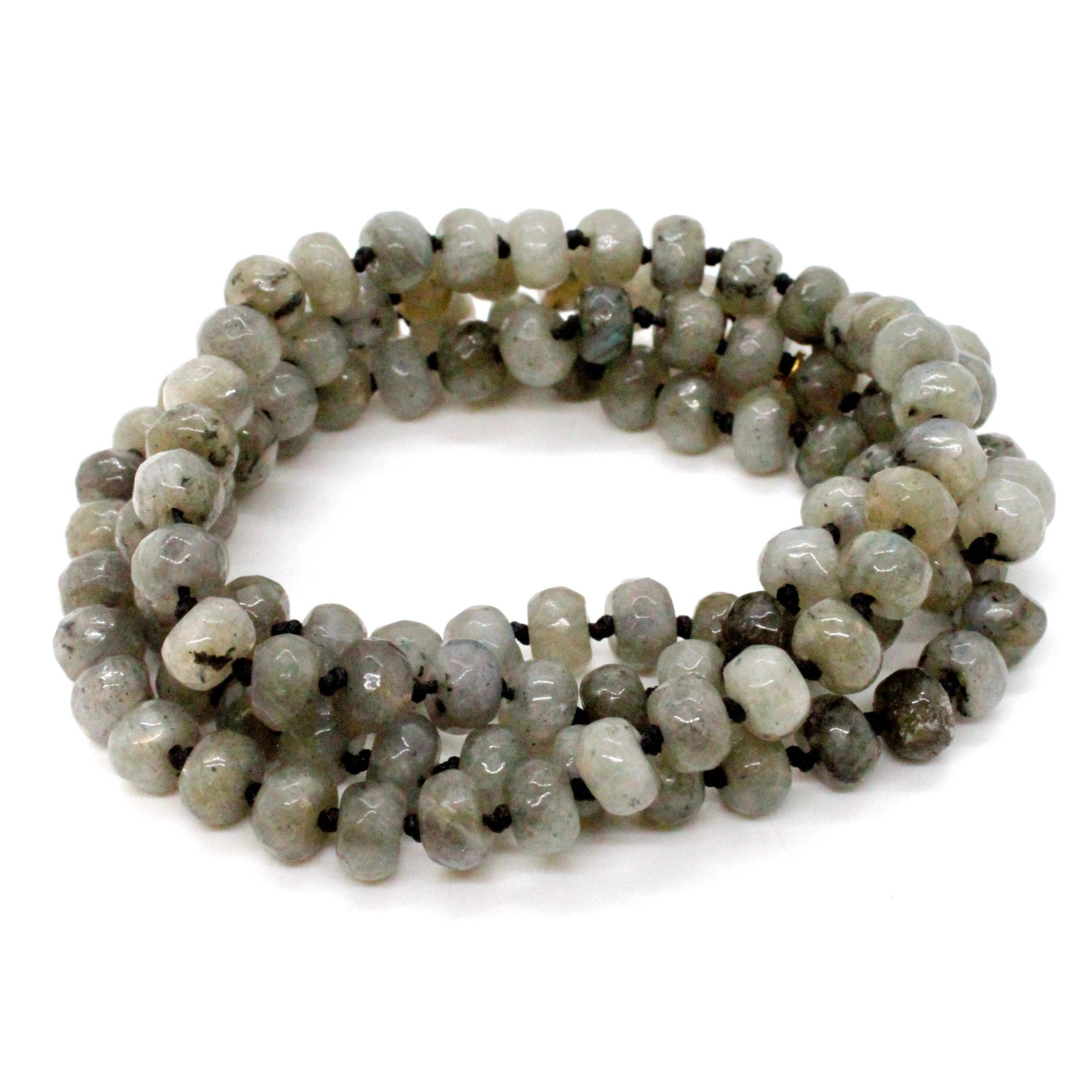 Lizou Hand-Knotted Long Labradorite Bead Necklace #3