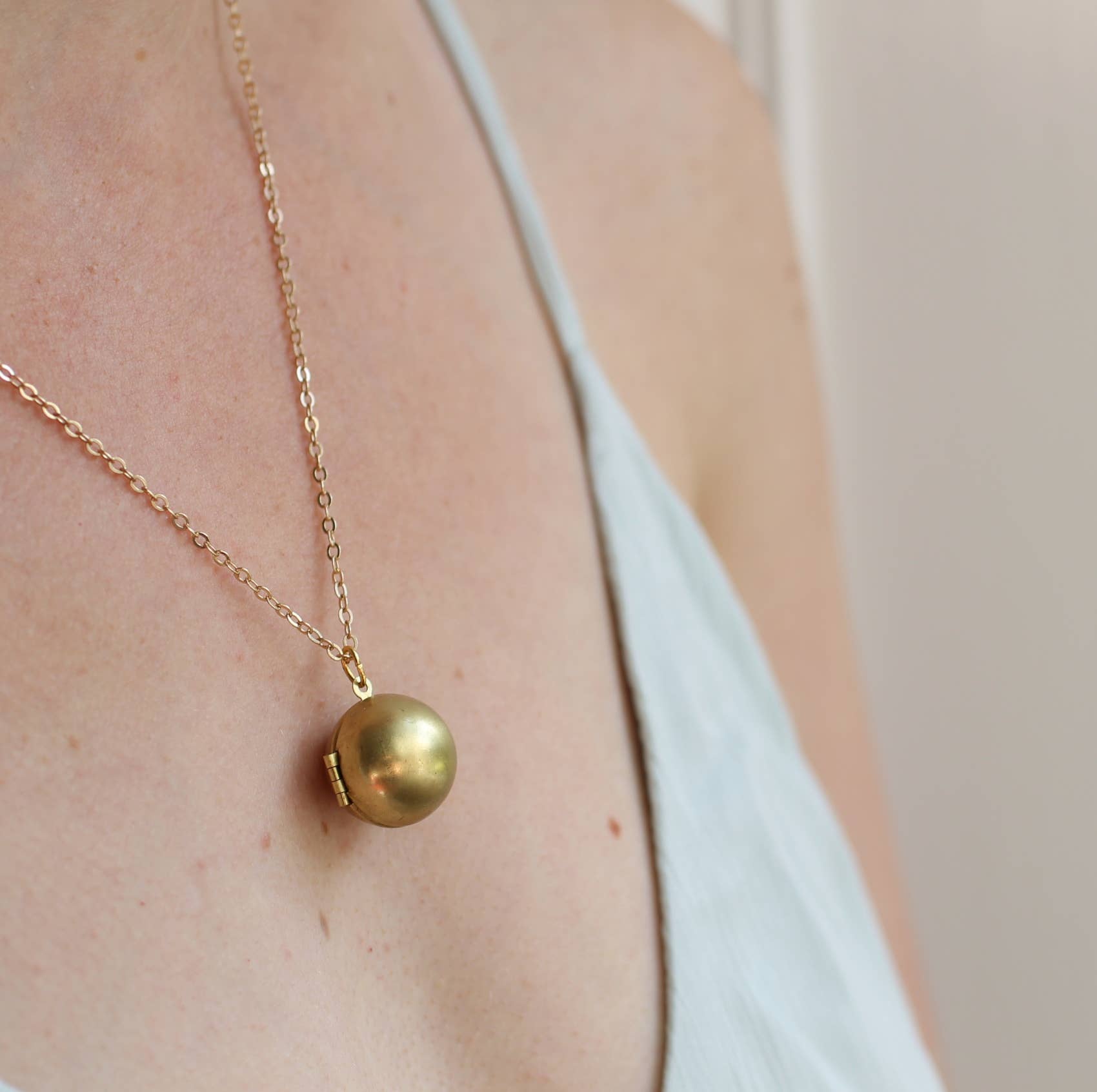 Silk Purse, Sow’s Ear Brass Sphere Locket Necklace