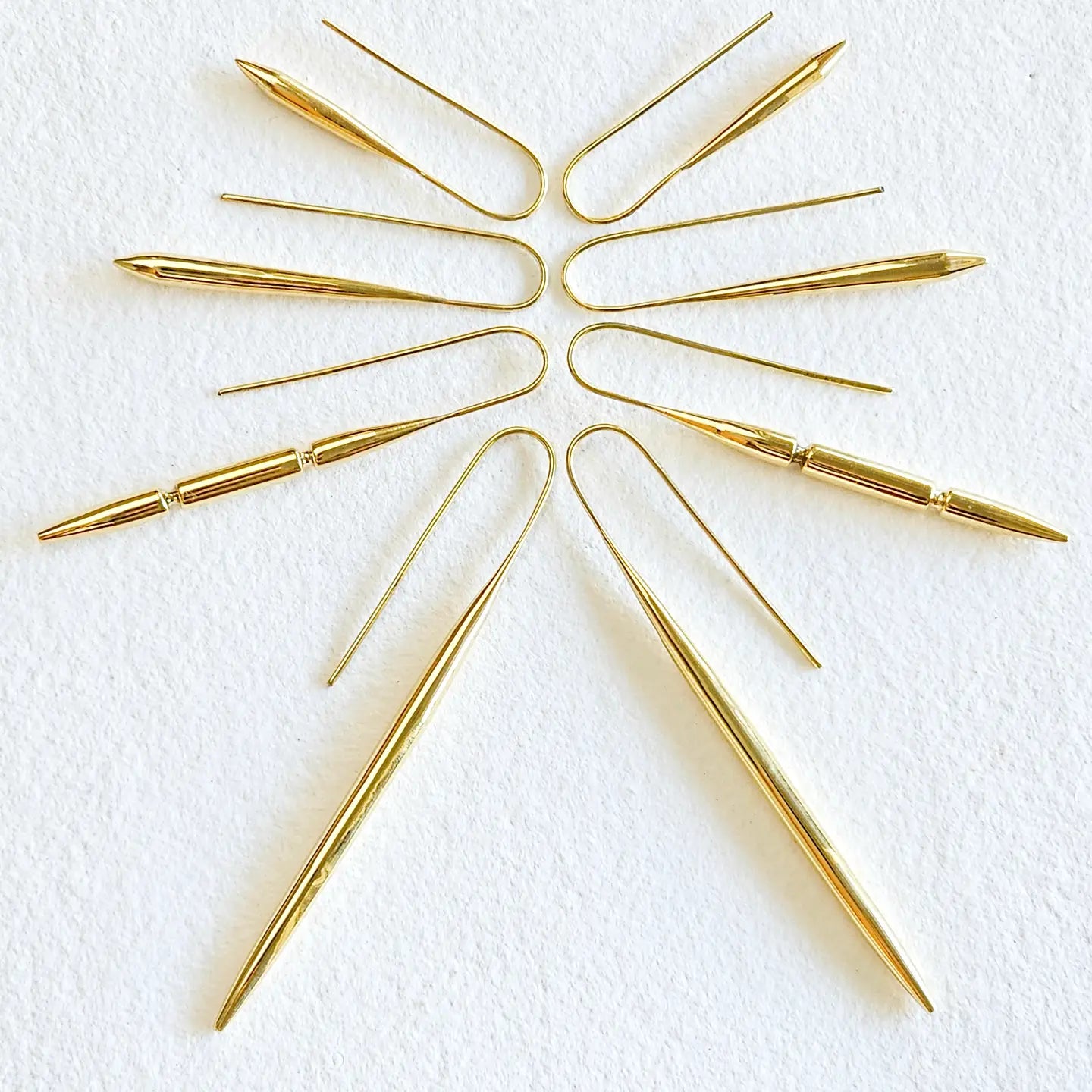 Bisjoux Brass Drop Needle Spear Spike Earrings