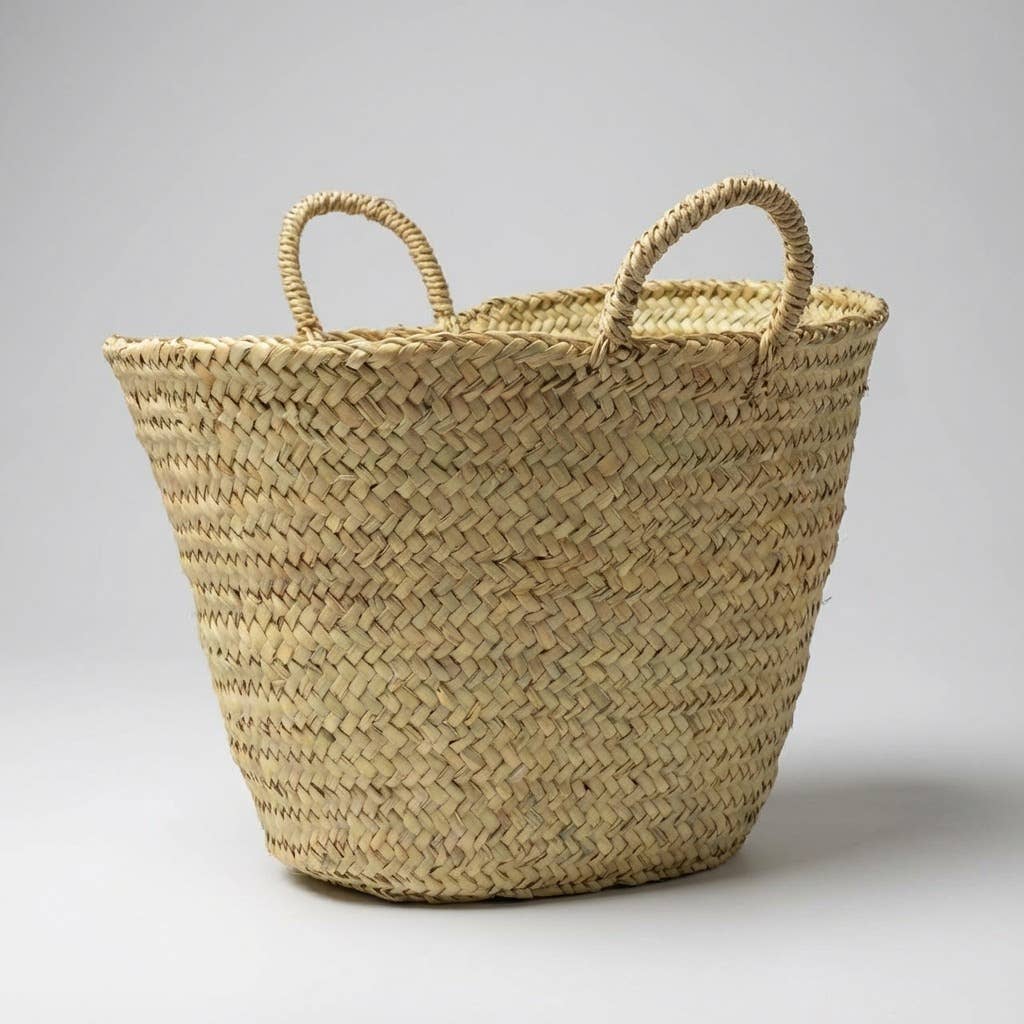 French Basket Bags Natural Handwoven Palm Leaf Market Tote #15