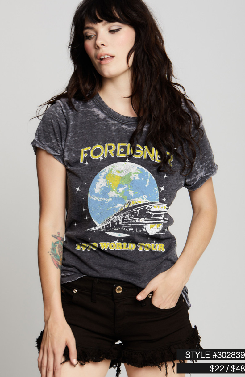 Recycled Karma Foreigner 1978 Burn Out Graphic Tee