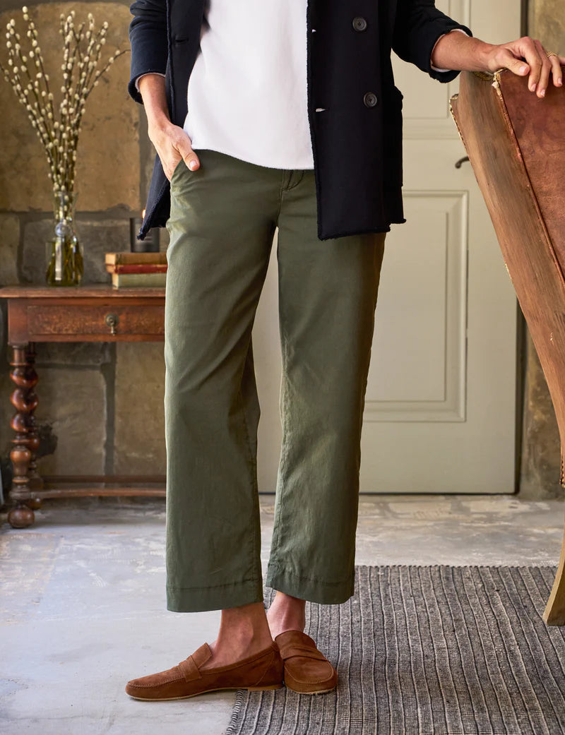 Frank & Eileen Westport Italian Wide Leg Chino Army